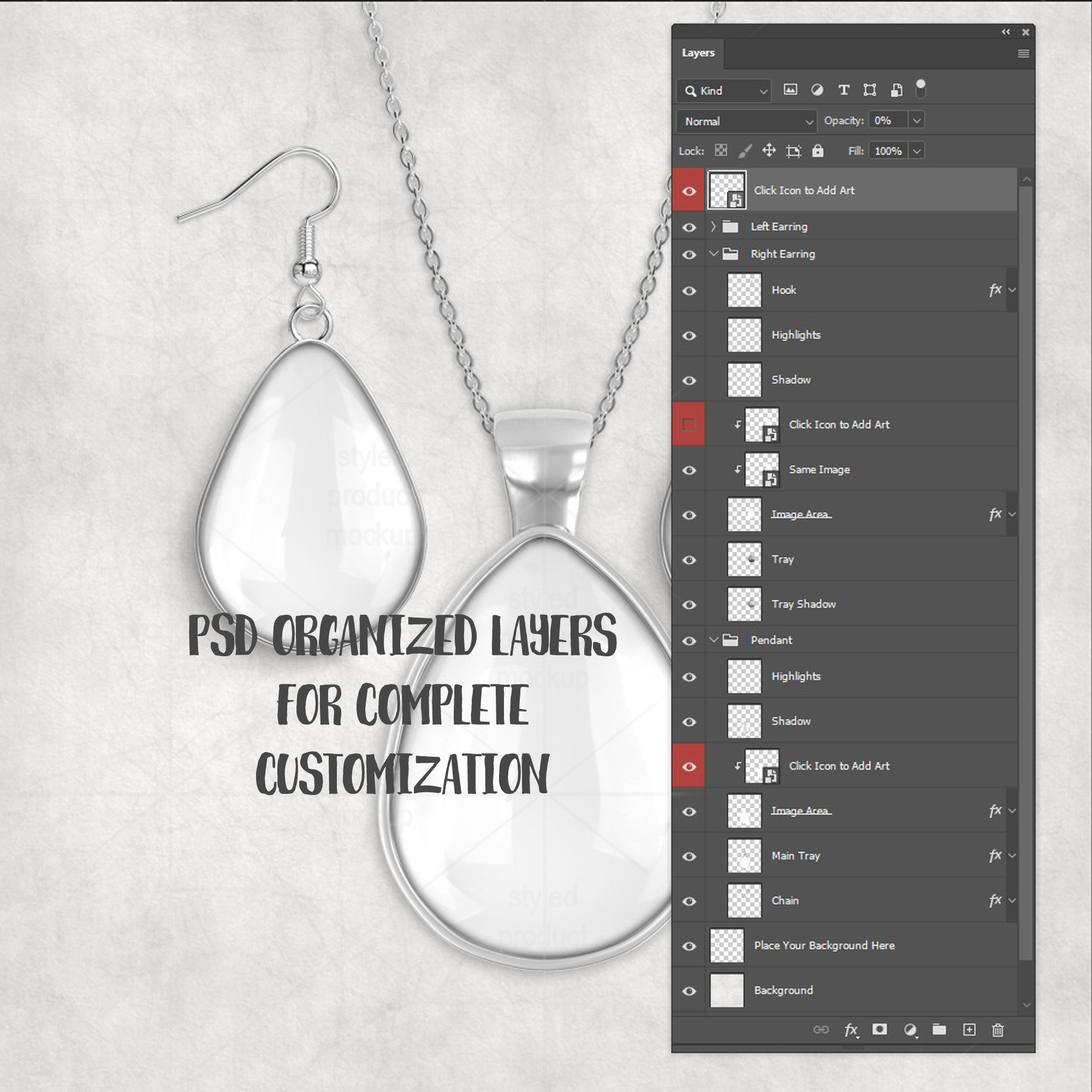 Teardrop Jewelry Set Mockup