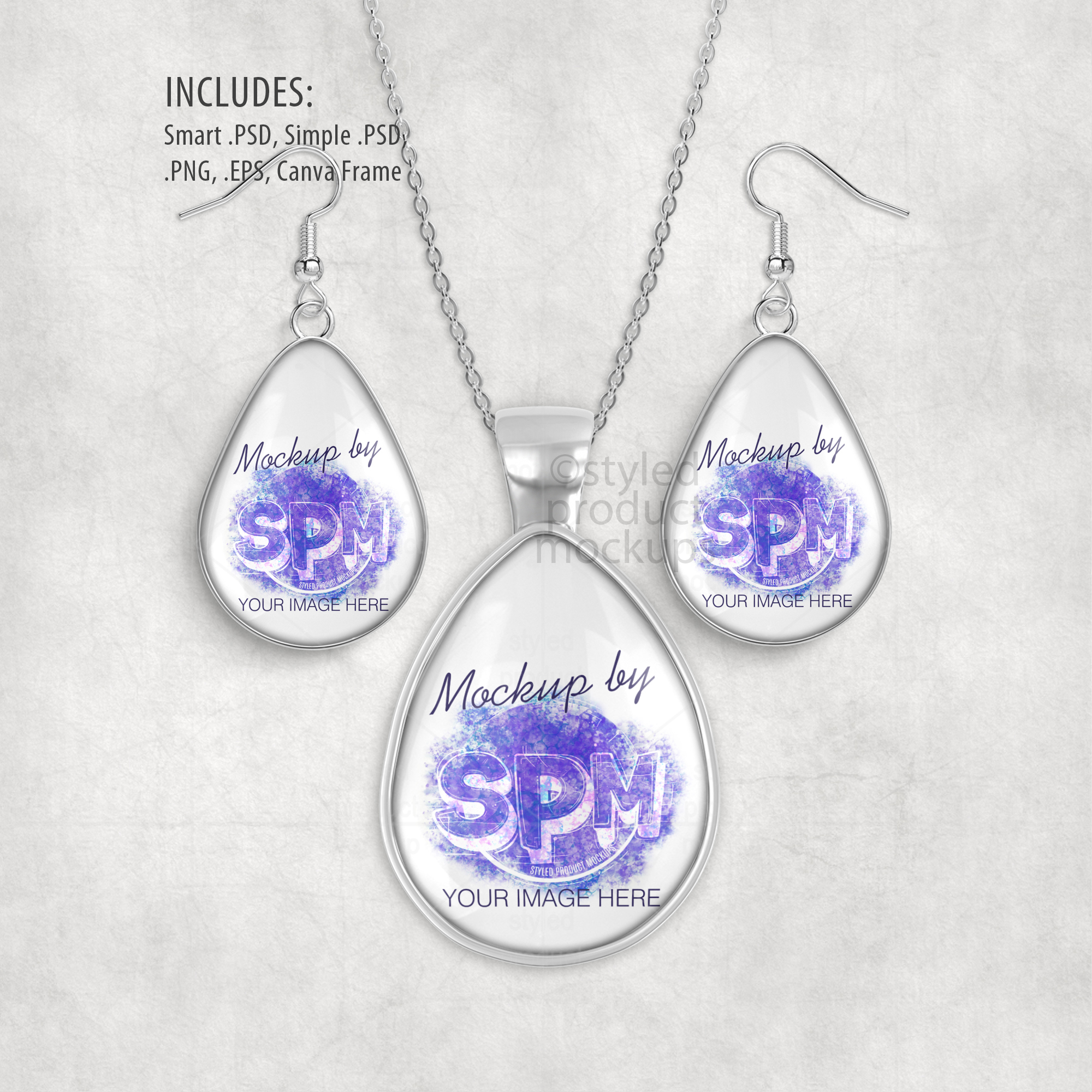 Teardrop Jewelry Set Mockup