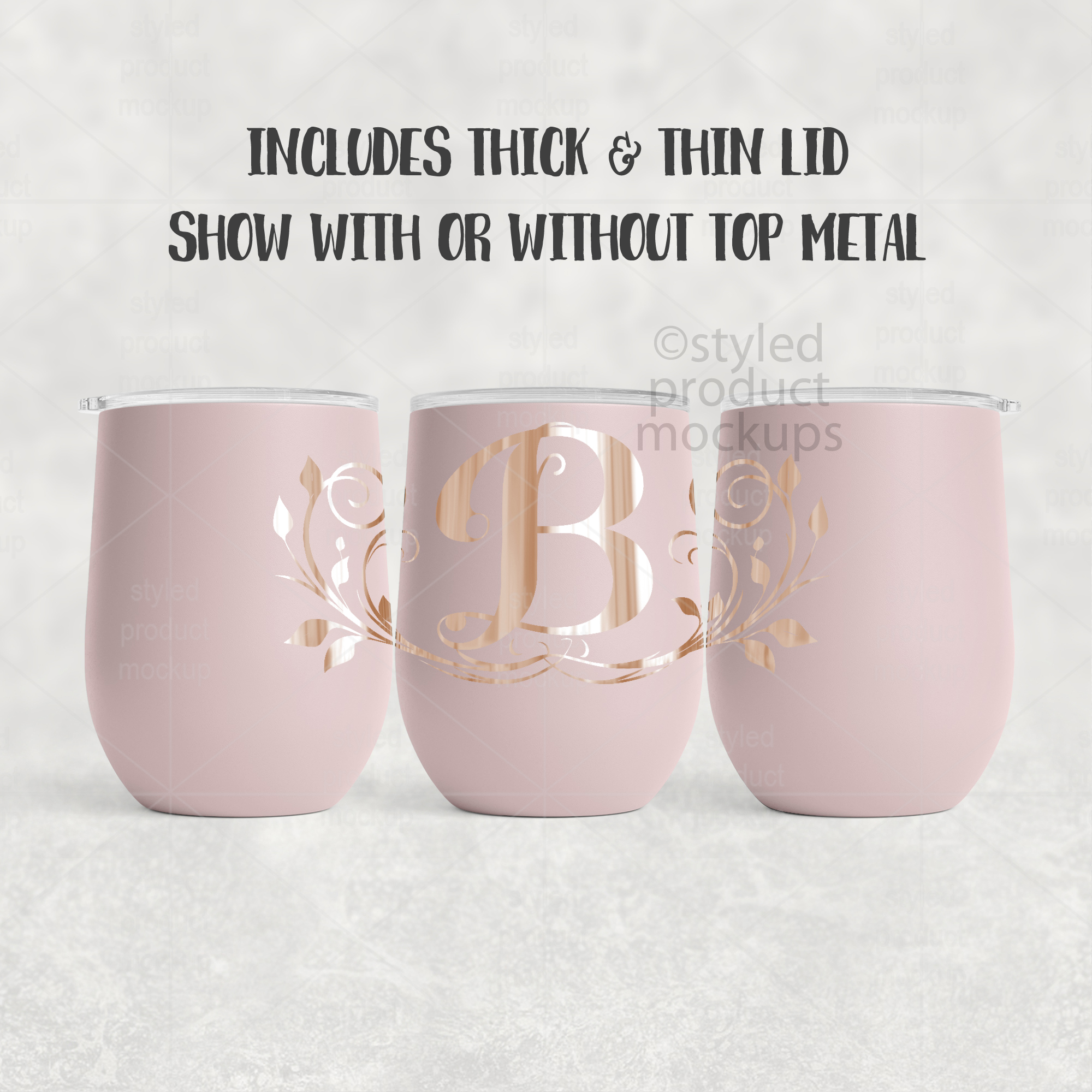 Laser engraved 12oz wine tumbler Mockup