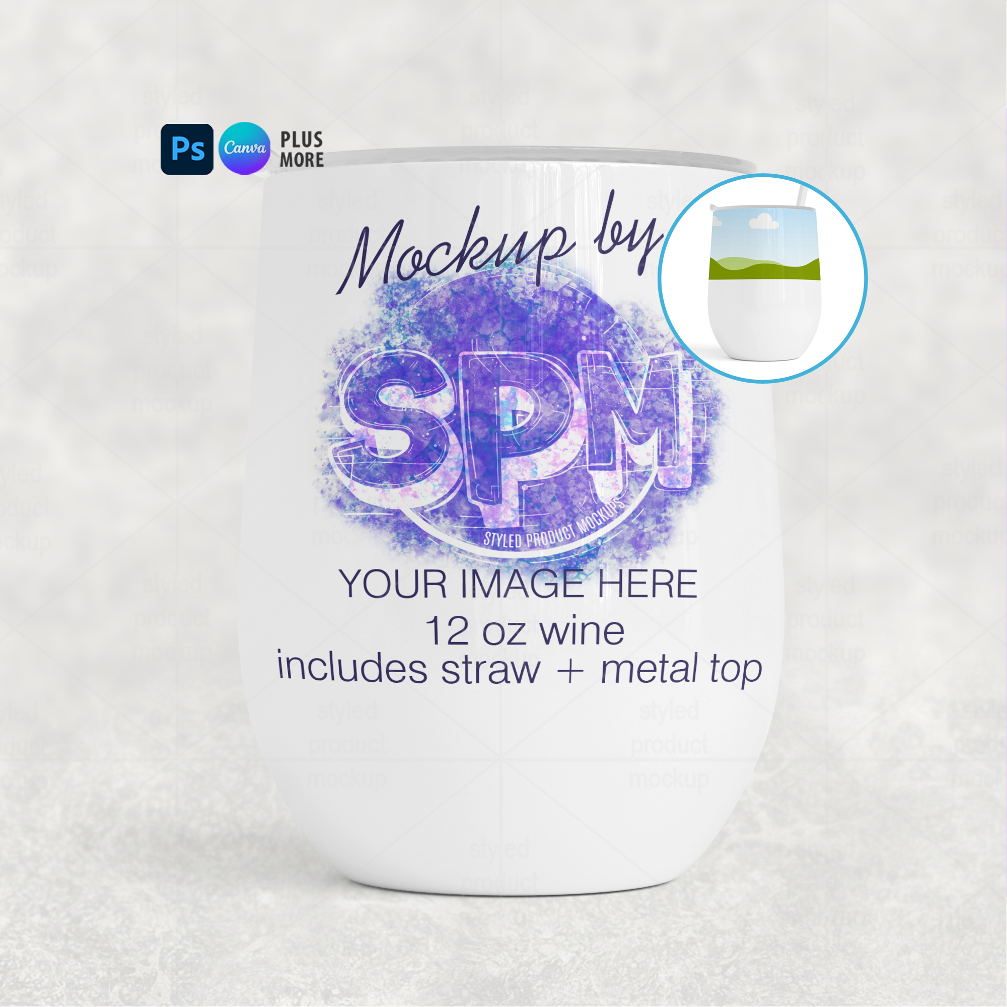 12oz Wine Tumbler Mockup