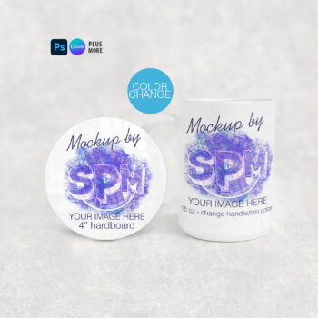 15oz Mug and Coaster Mockup