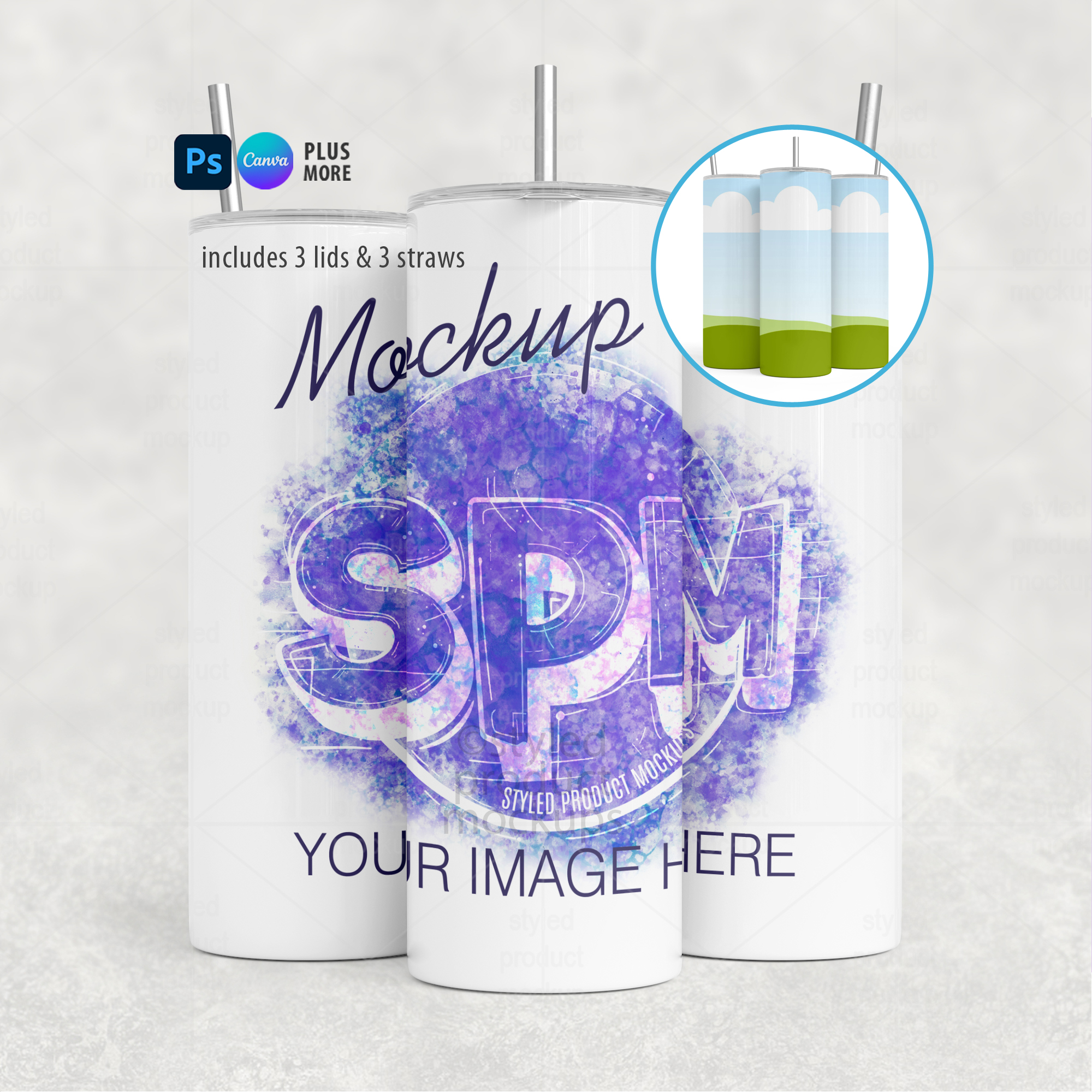 20oz Tumbler Full Wrap Mockup
