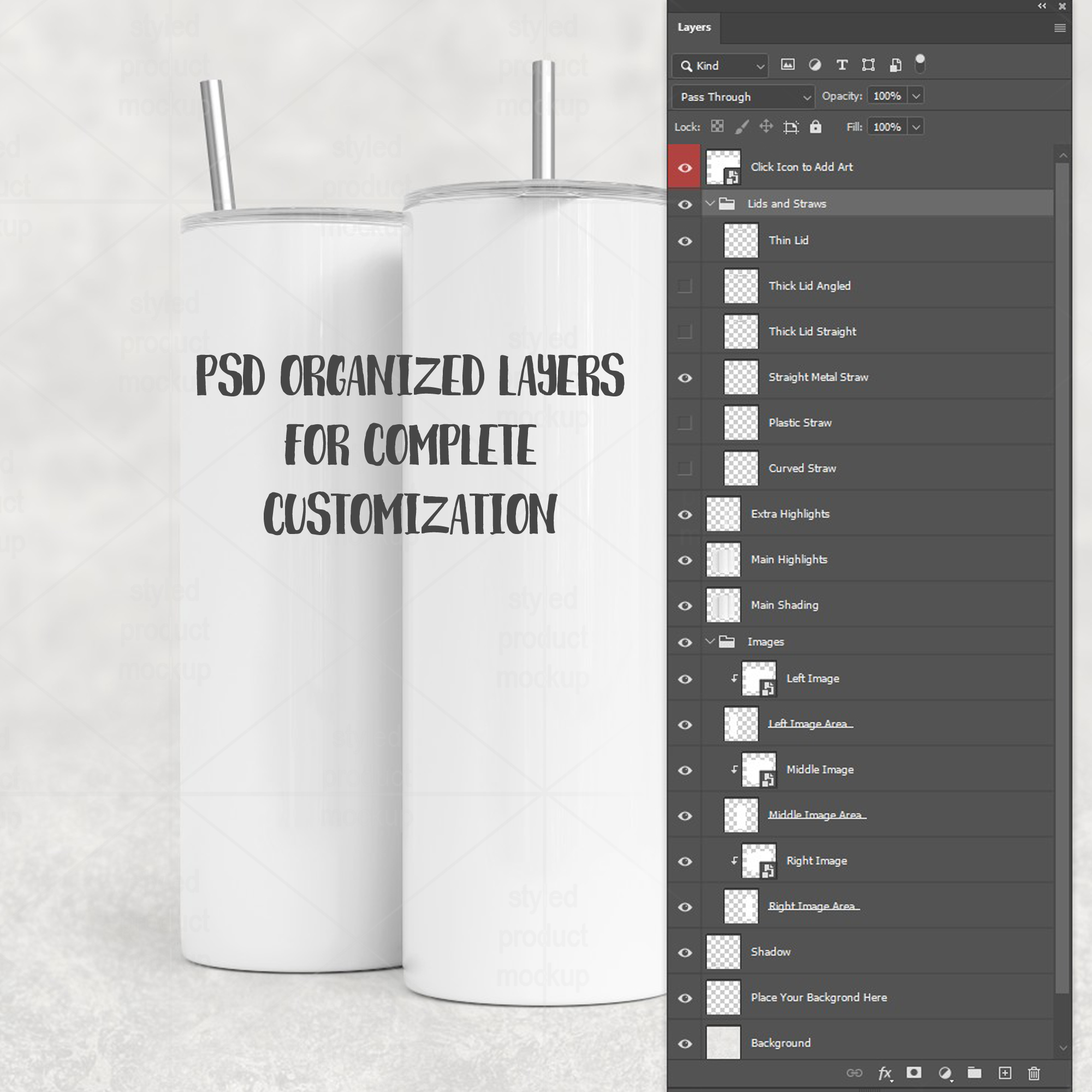 20oz Tumbler Full Wrap Mockup