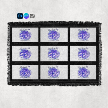 9 Panel Woven Blanket Mockup
