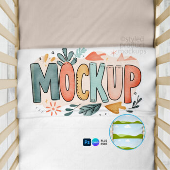 Baby Blanket Mockup in Crib Scene