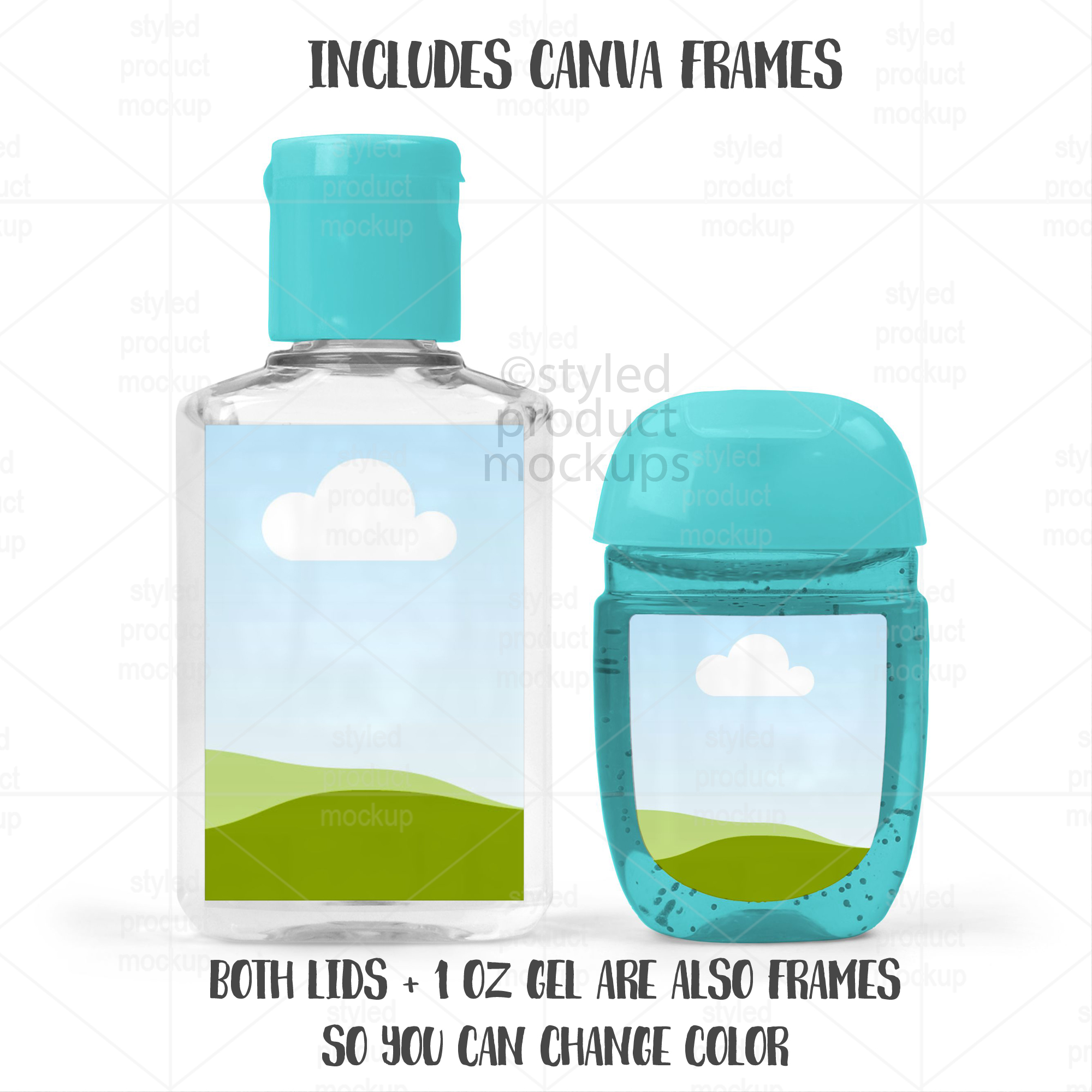 1oz & 2oz Hand Sanitizer Label Mockup Set