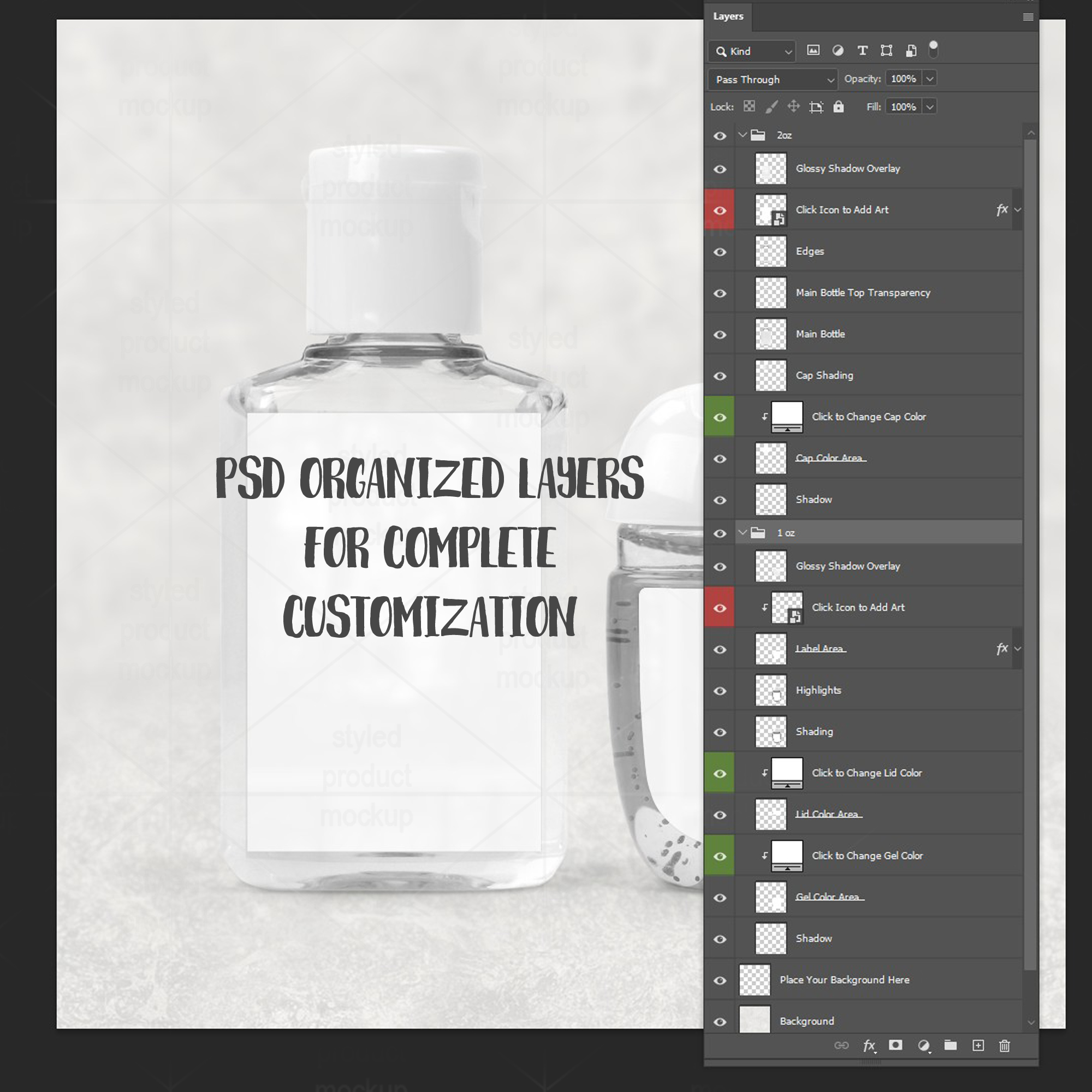 1oz & 2oz Hand Sanitizer Label Mockup Set