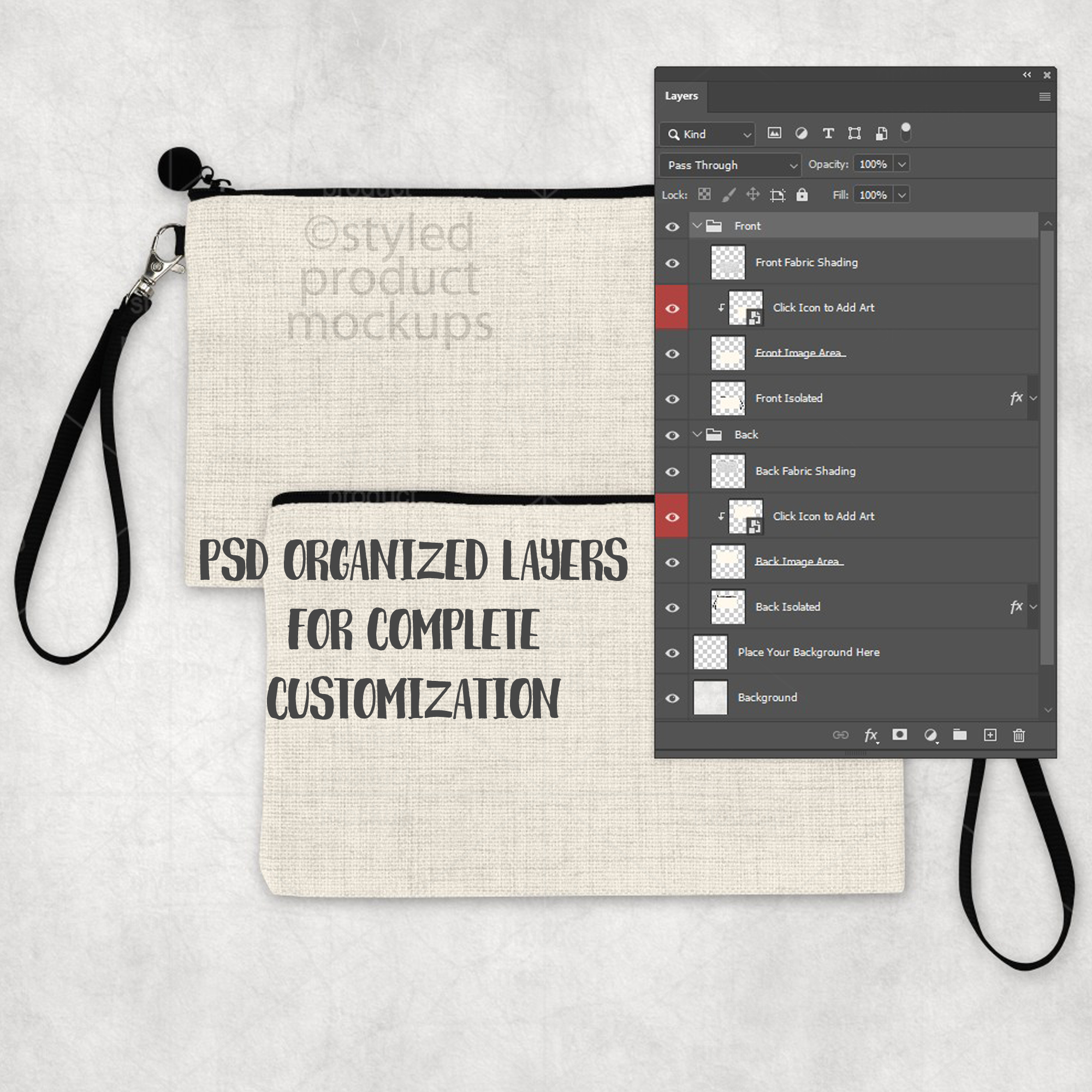 Sublimation Linen Zipper Bag Mockup