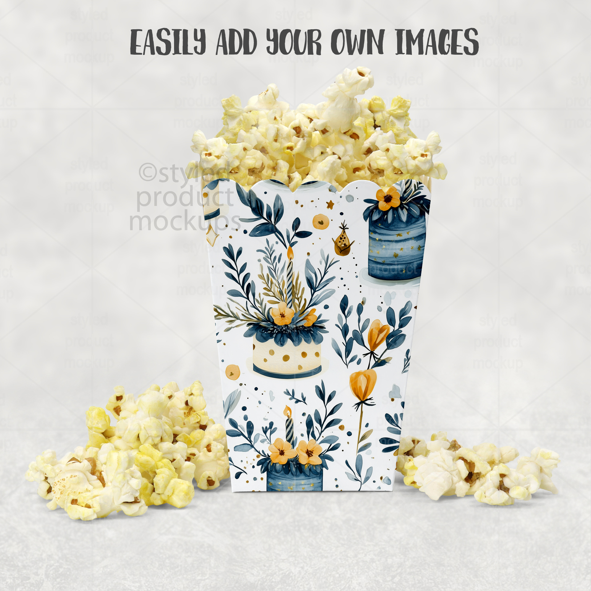 Party Favor Popcorn Box Mockup