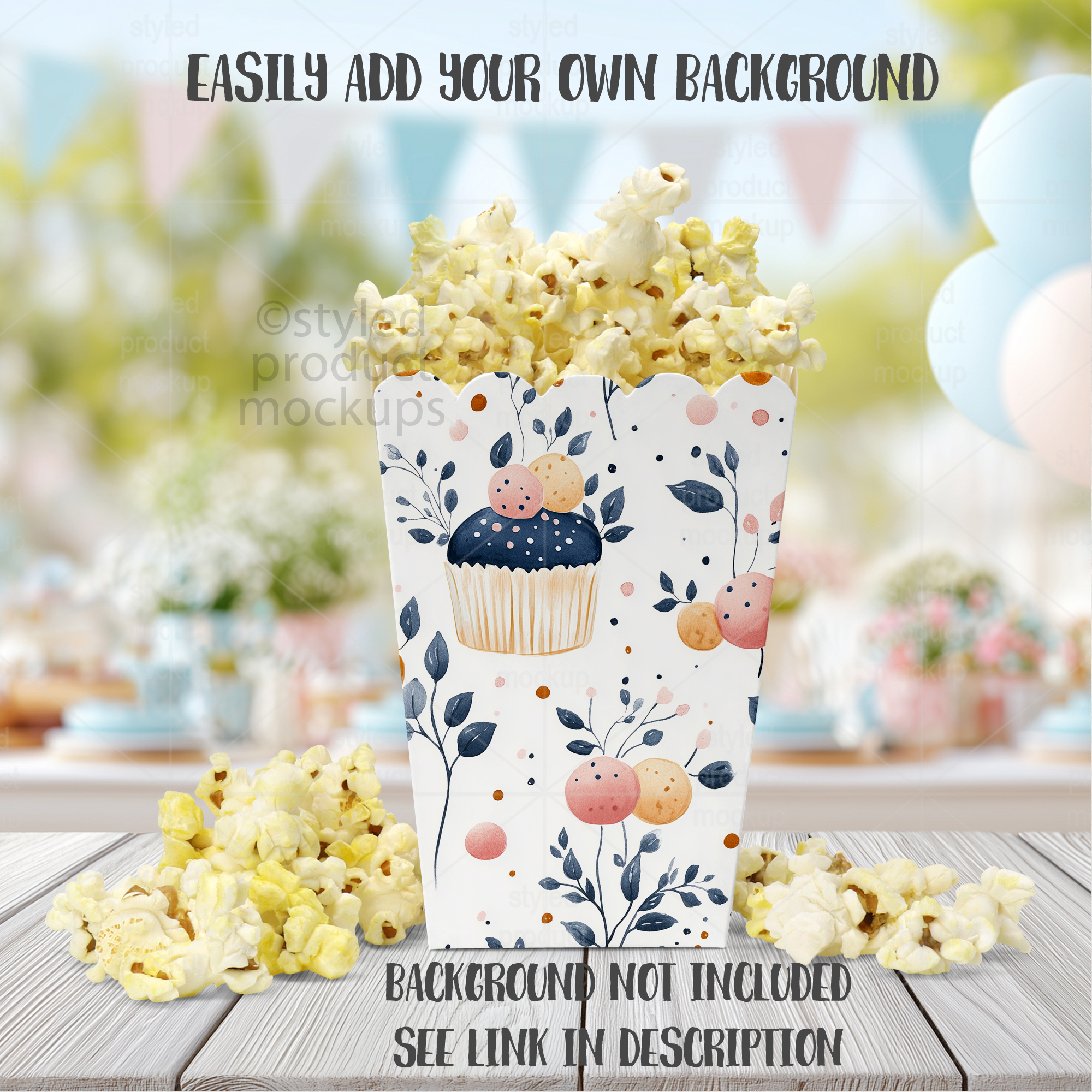 Party Favor Popcorn Box Mockup
