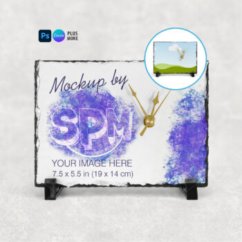 Rectangle Photo Slate Clock Mockup