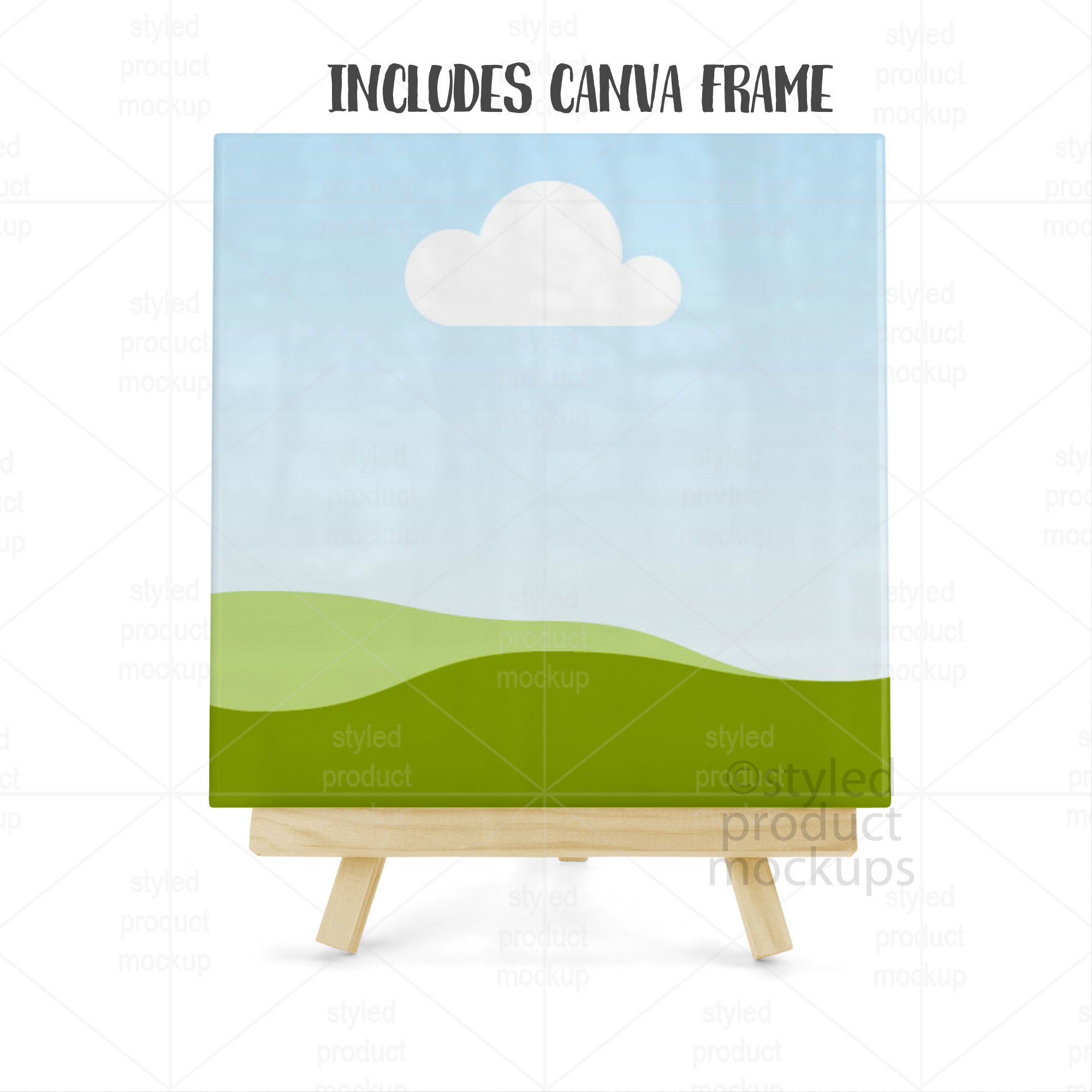 Photo Tile on Wood Easel Mockup