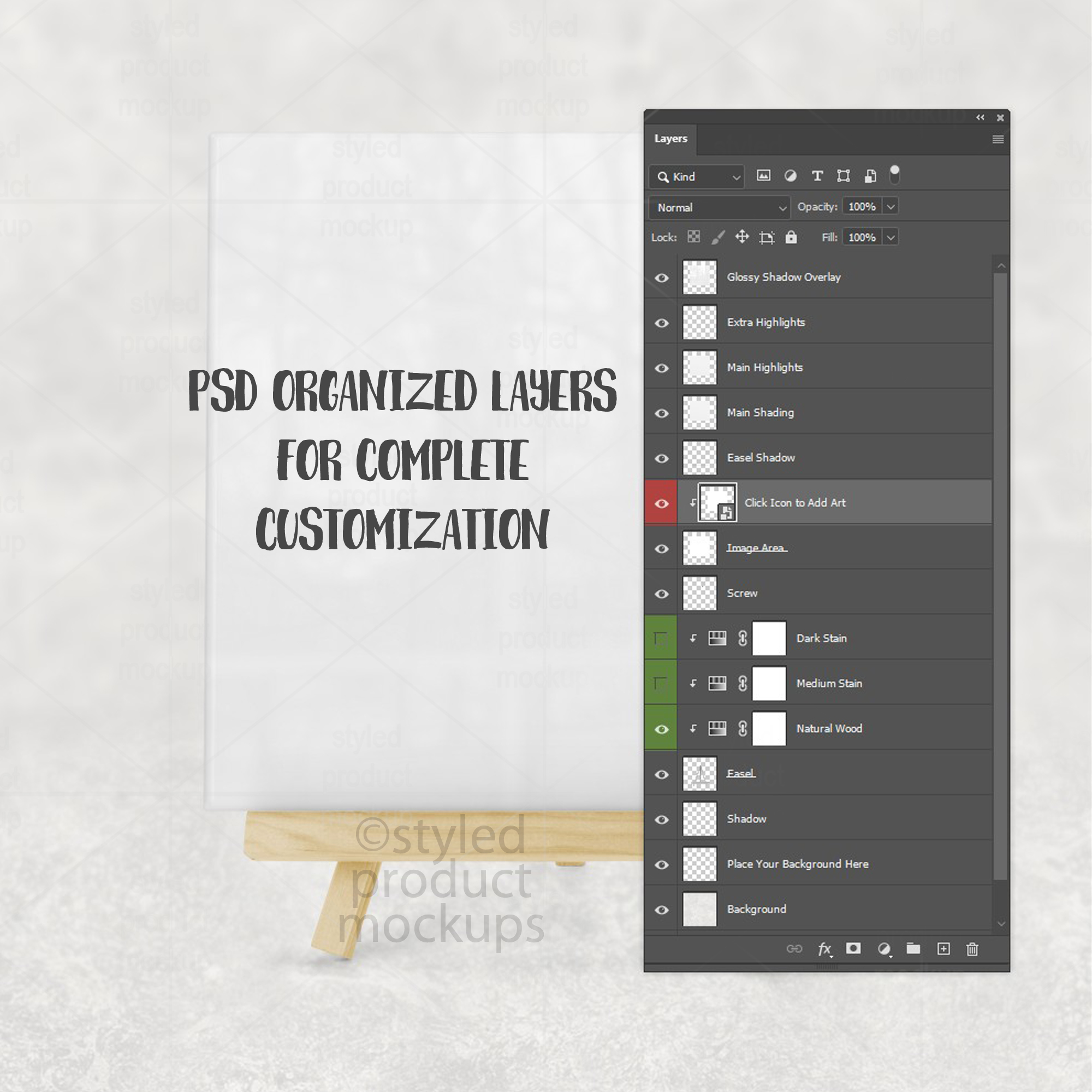 Photo Tile on Wood Easel Mockup