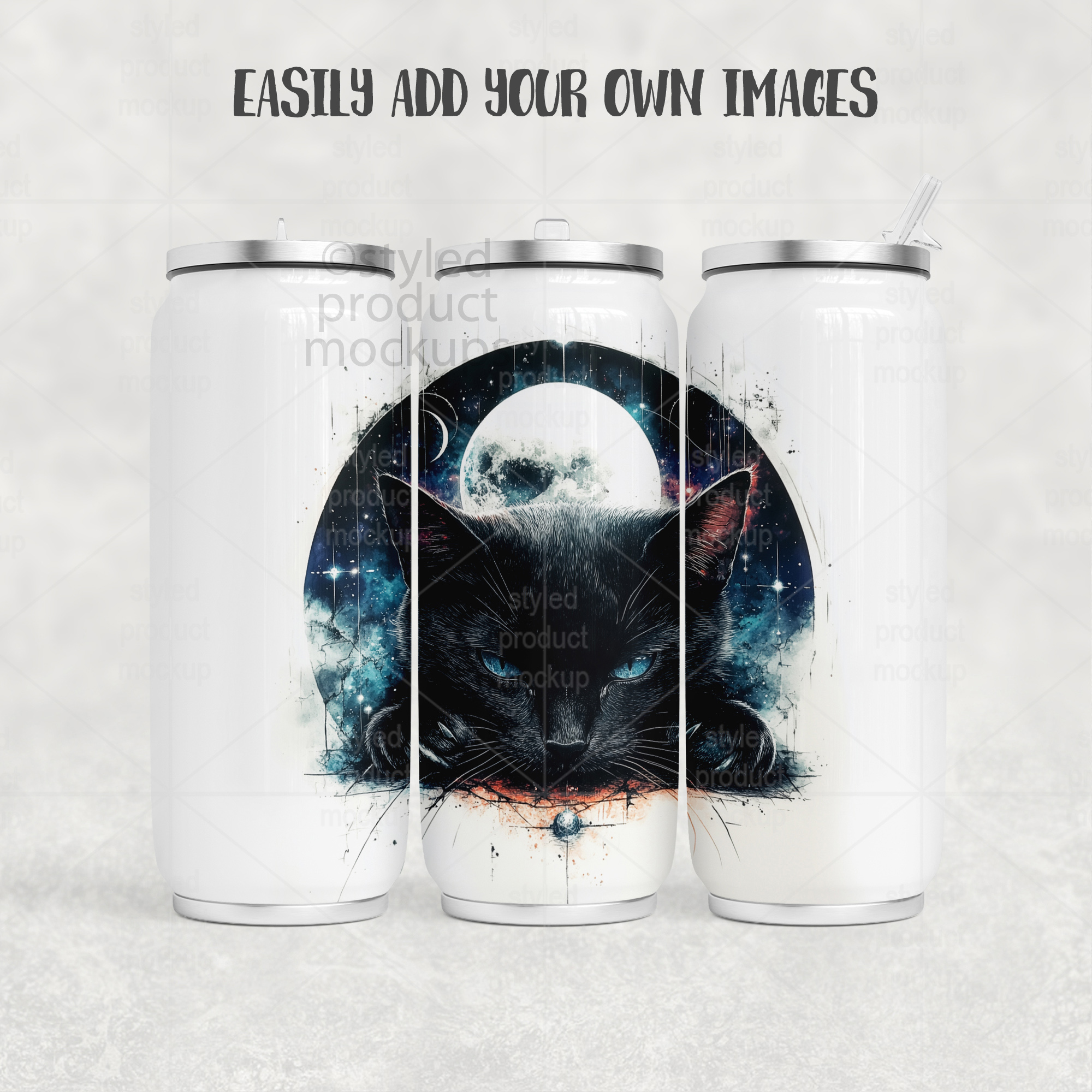 17oz Can Tumbler Mockup Full Wrap