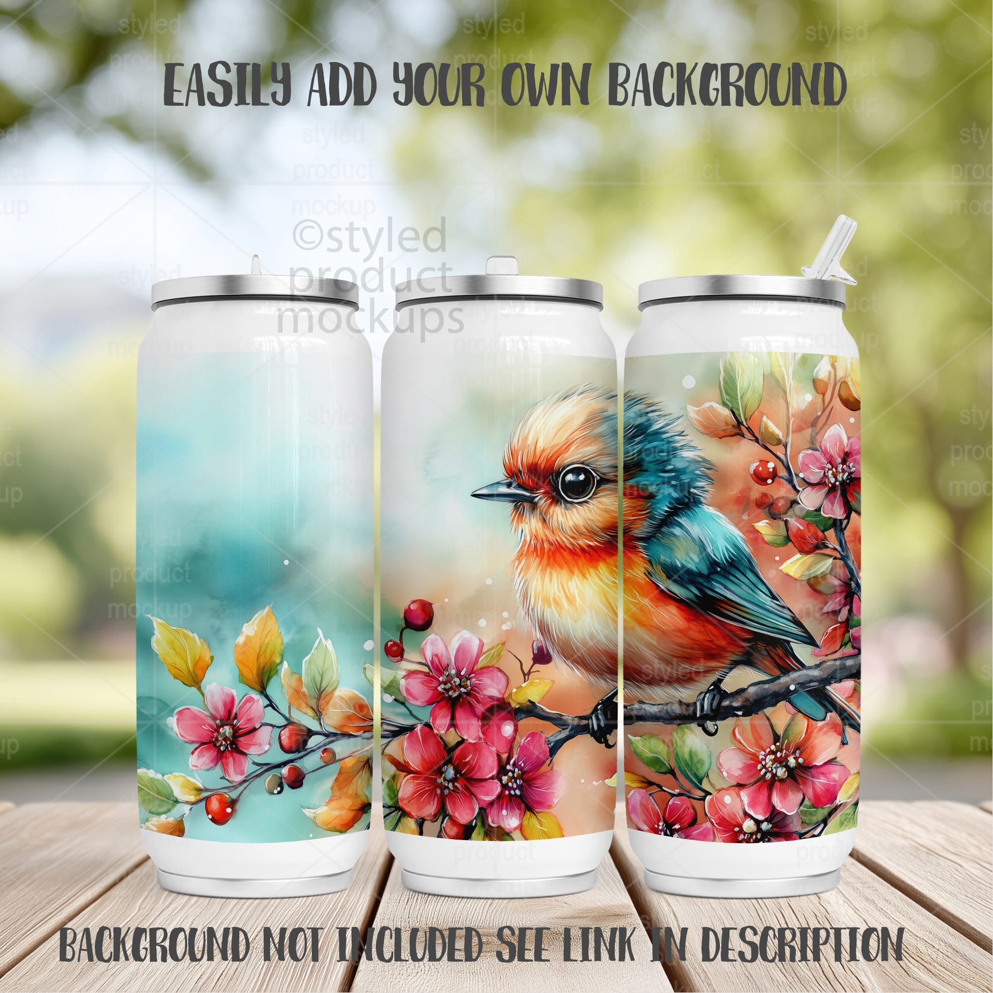 17oz Can Tumbler Mockup Full Wrap