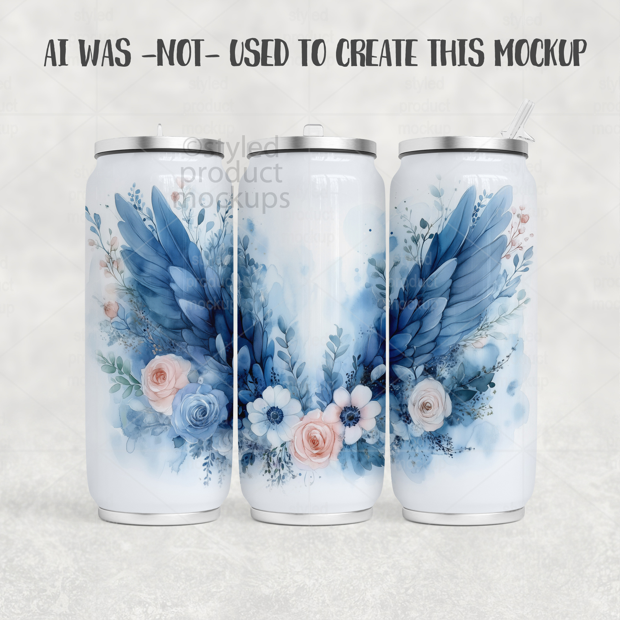 17oz Can Tumbler Mockup Full Wrap