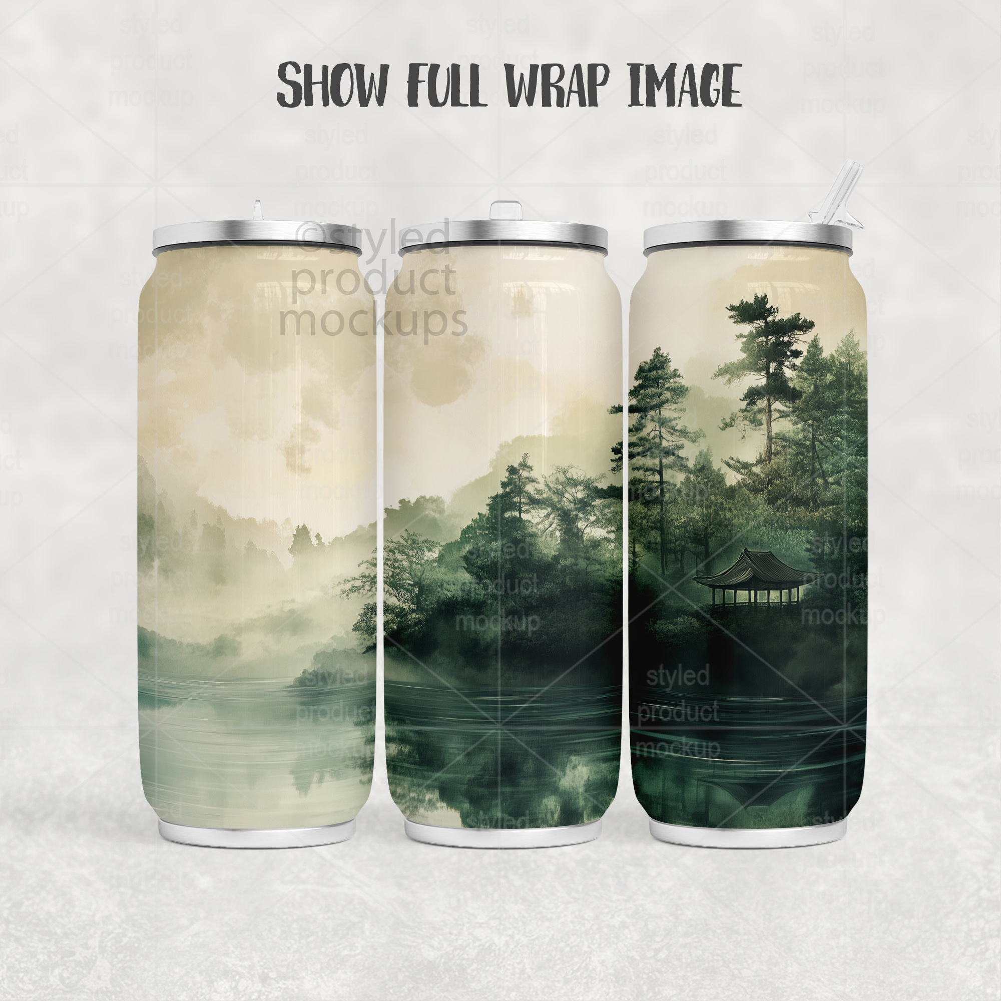 17oz Can Tumbler Mockup Full Wrap