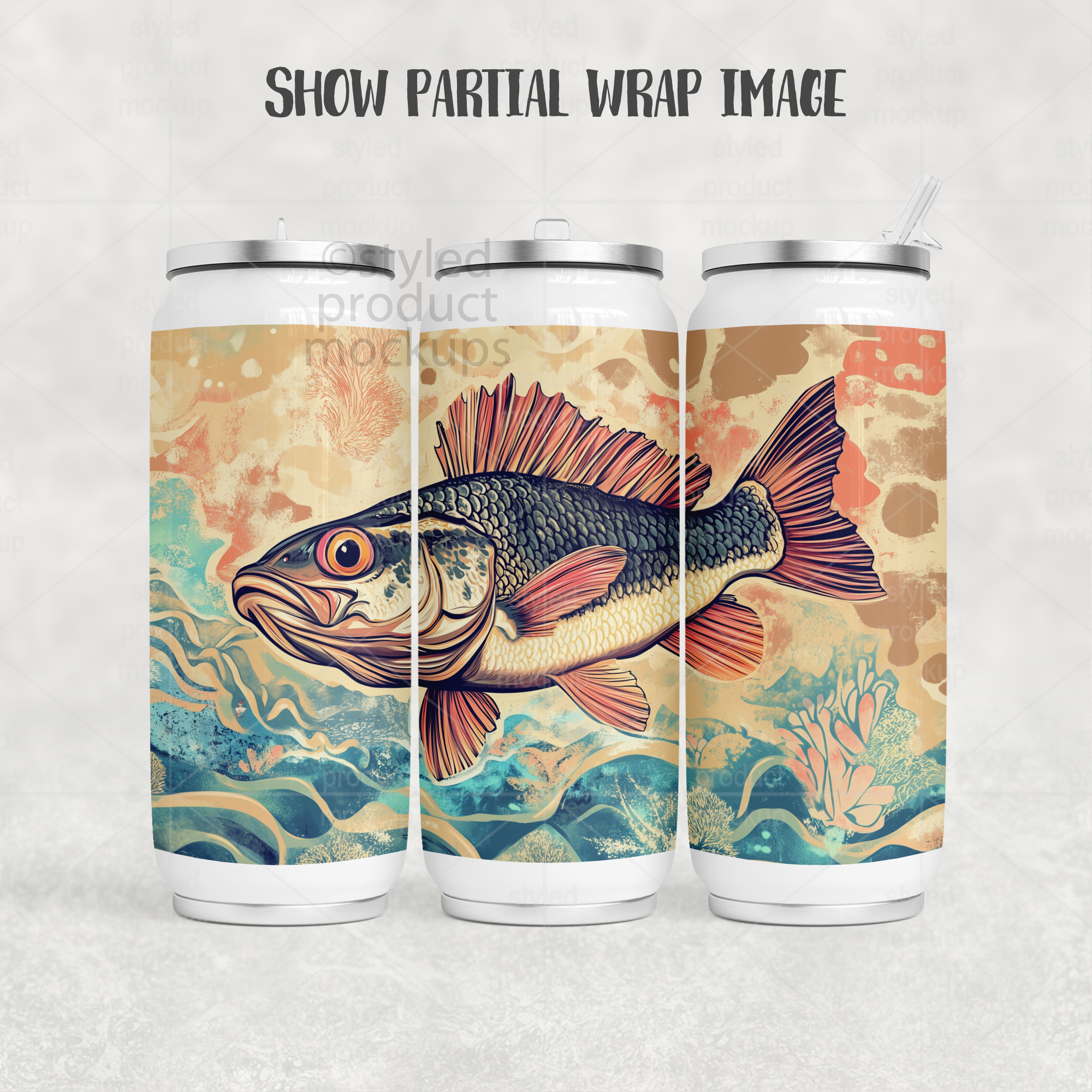 17oz Can Tumbler Mockup Full Wrap