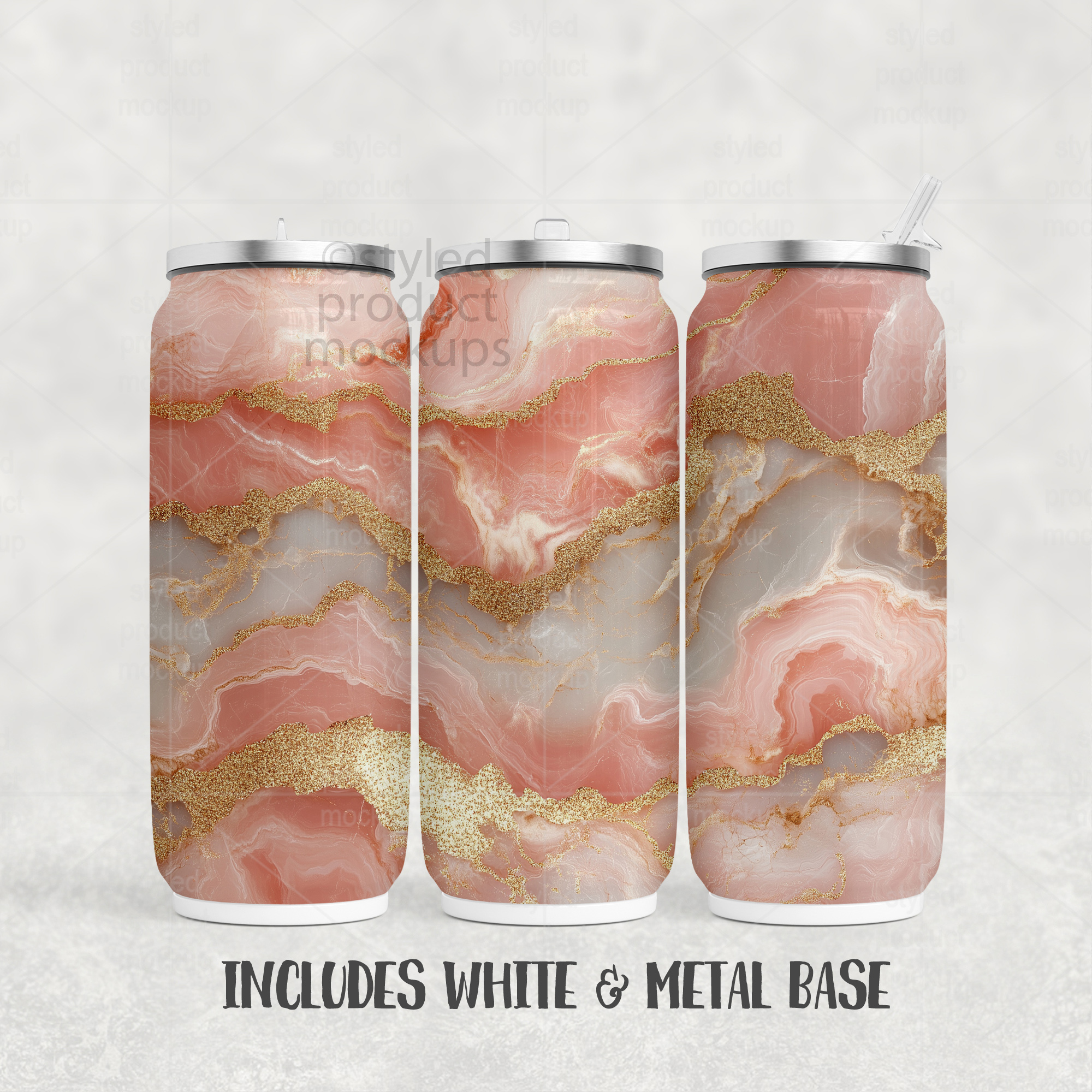 17oz Can Tumbler Mockup Full Wrap