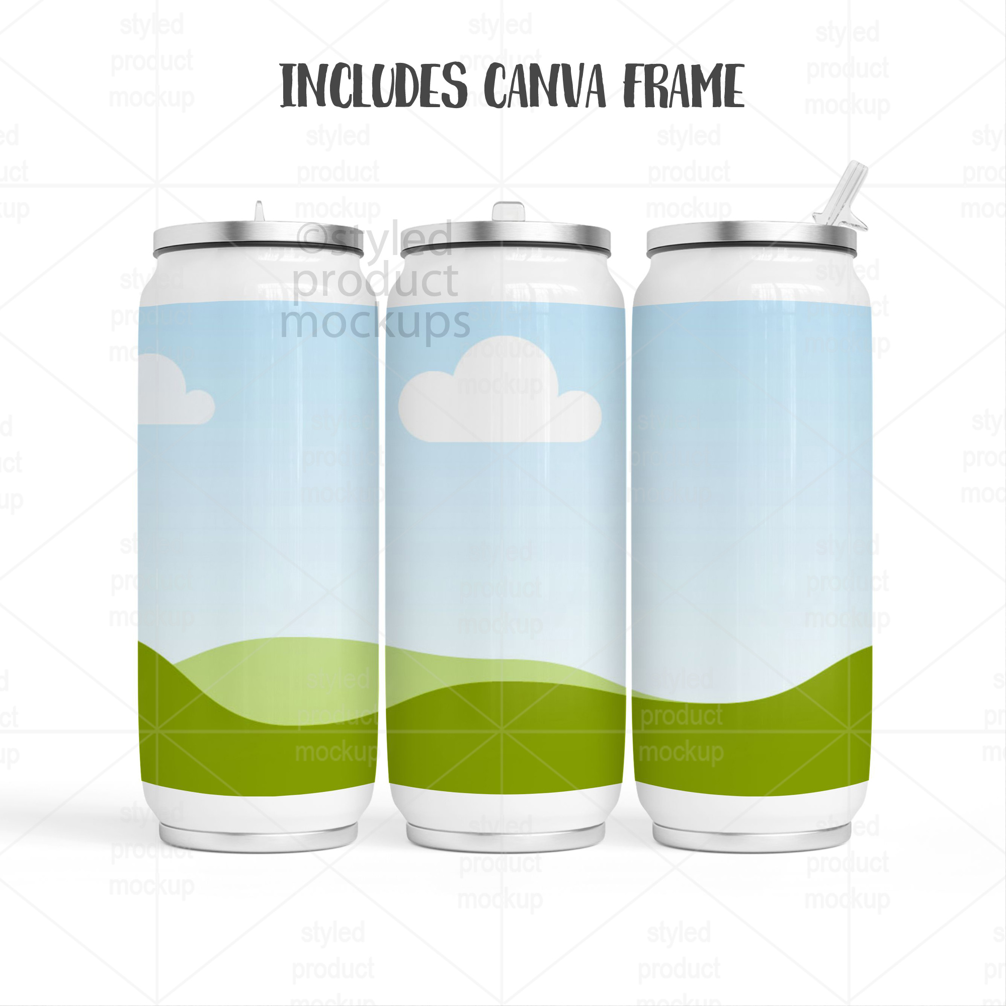 17oz Can Tumbler Mockup Full Wrap