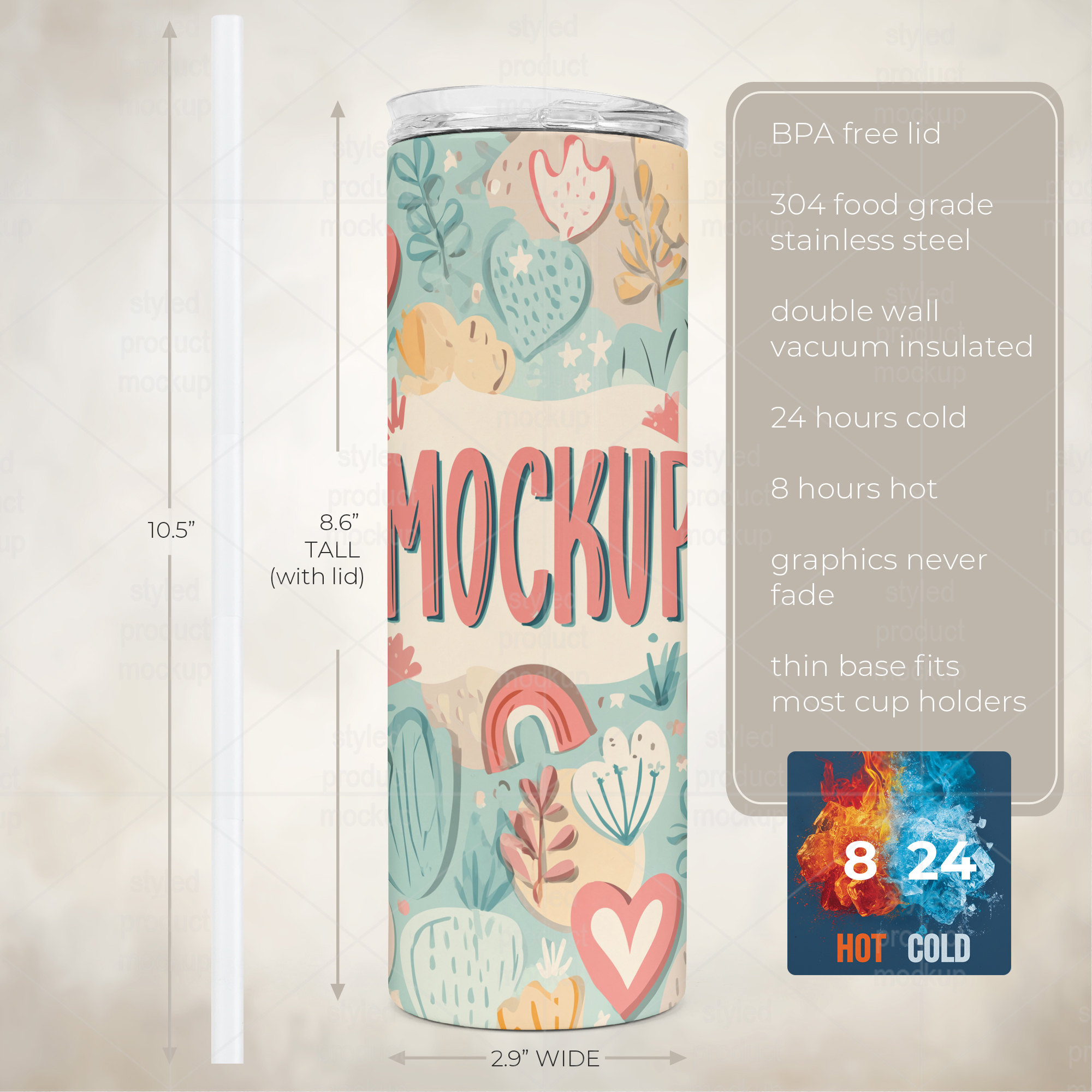 20oz Skinny Tumbler Mockup Bundle
