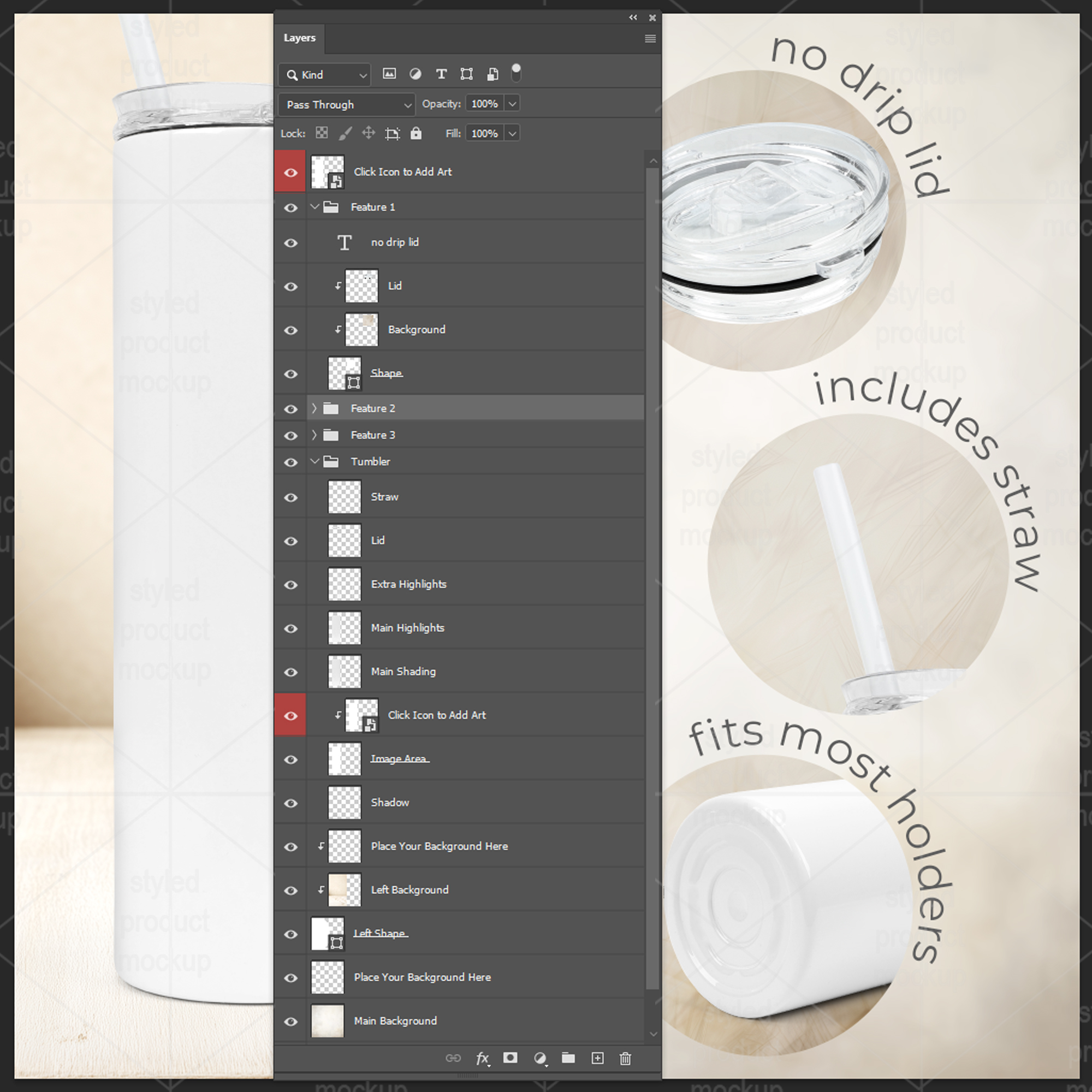 20oz Skinny Tumbler Mockup Bundle