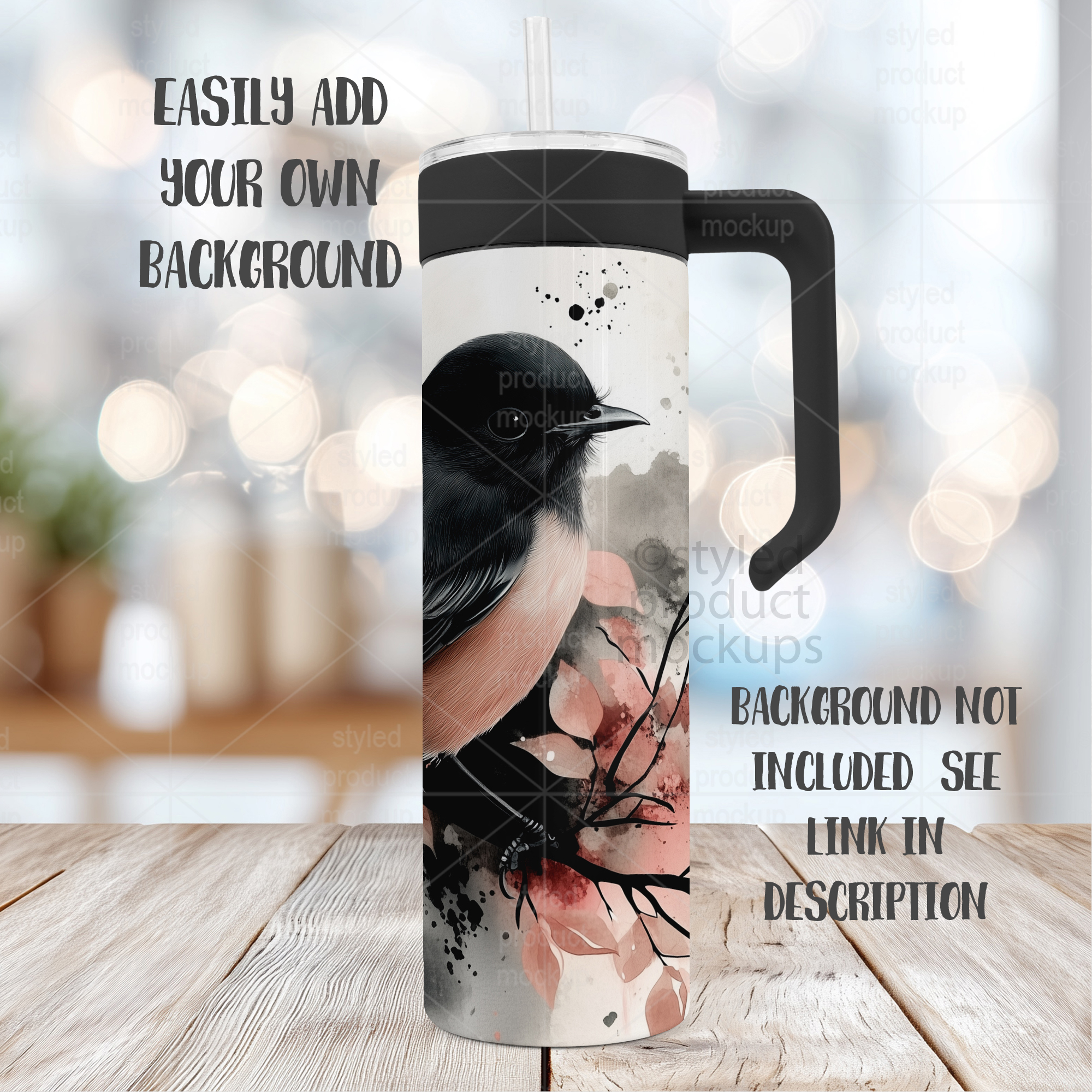 20oz Tumbler Mockup with Handle Lid