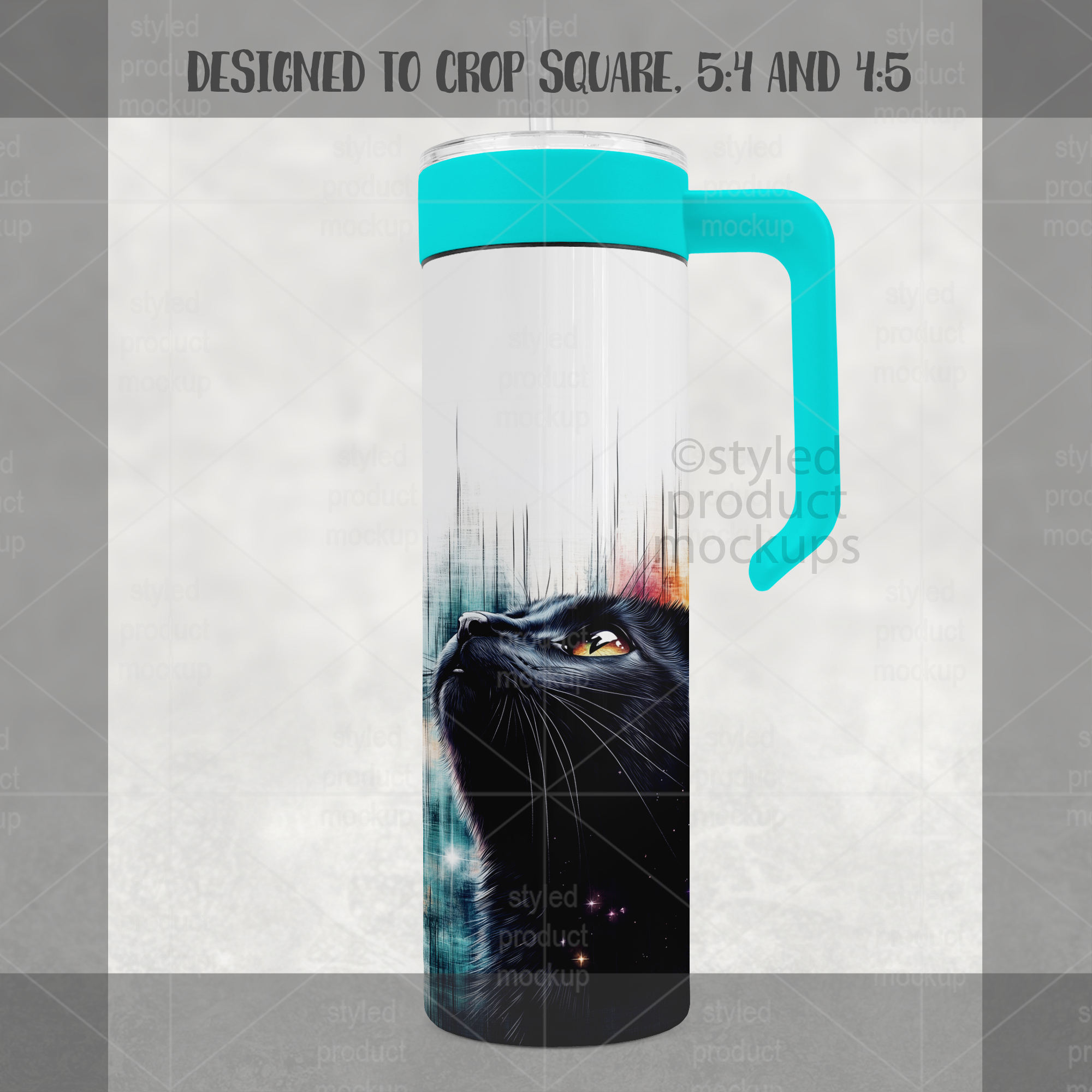 20oz Tumbler Mockup with Handle Lid
