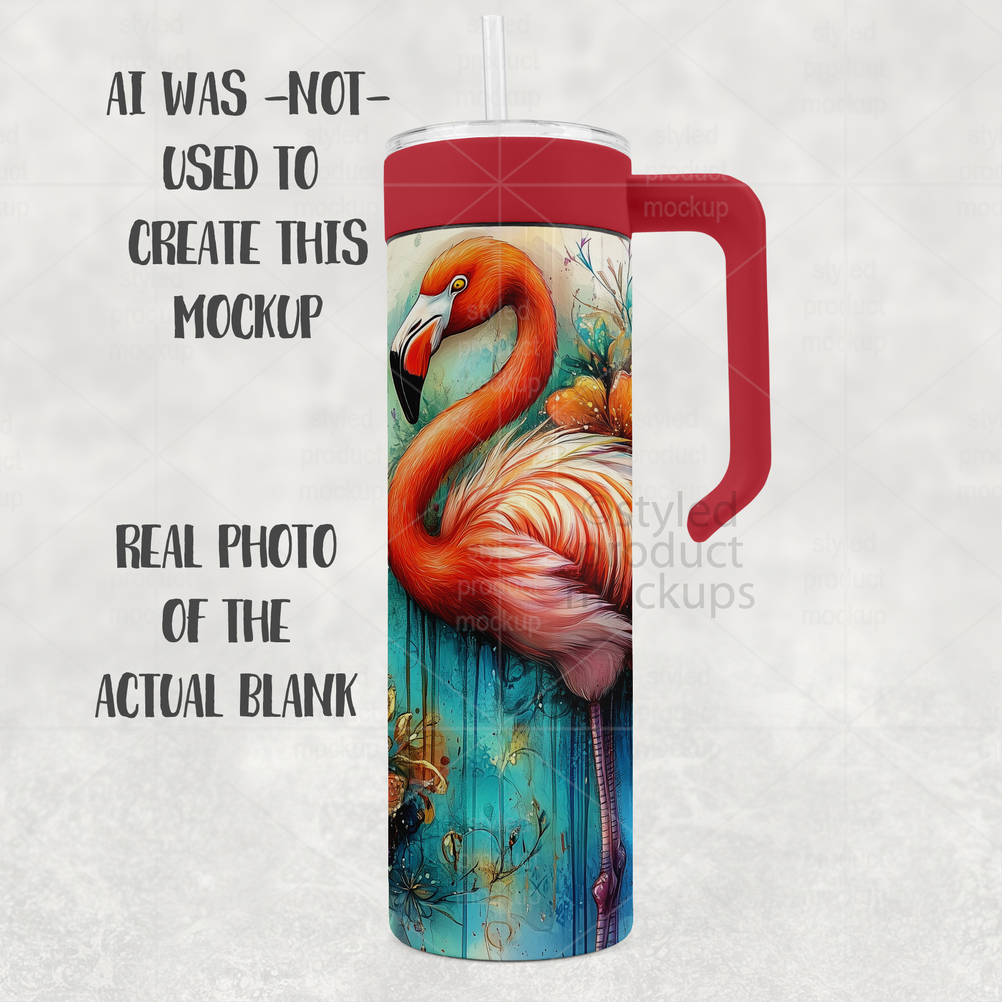 20oz Tumbler Mockup with Handle Lid