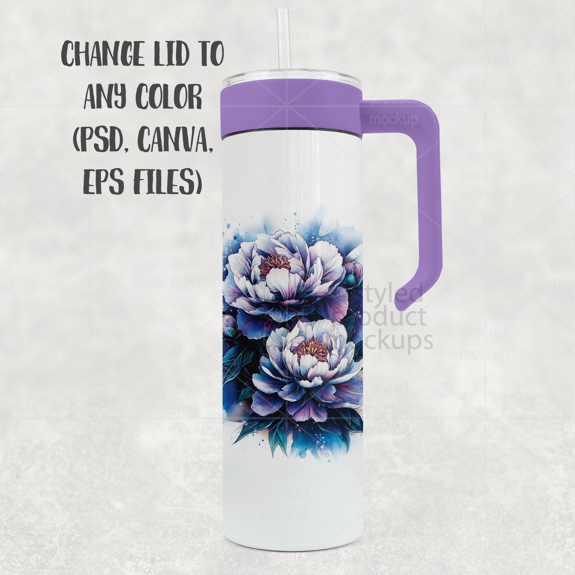 20oz Tumbler Mockup with Handle Lid