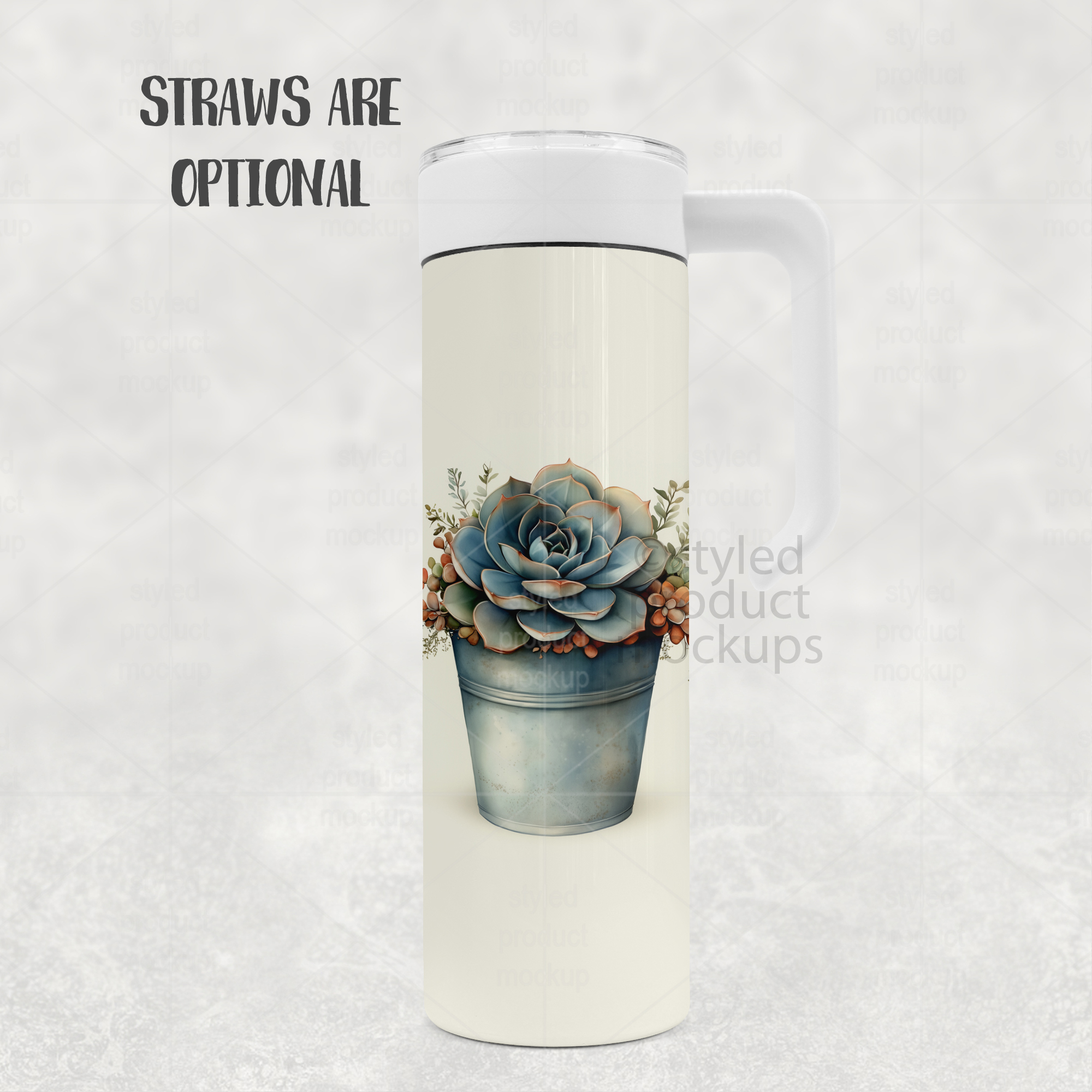 20oz Tumbler Mockup with Handle Lid