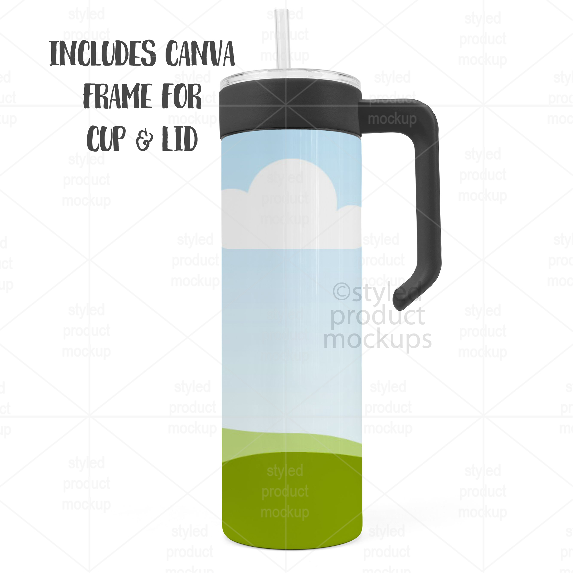 20oz Tumbler Mockup with Handle Lid