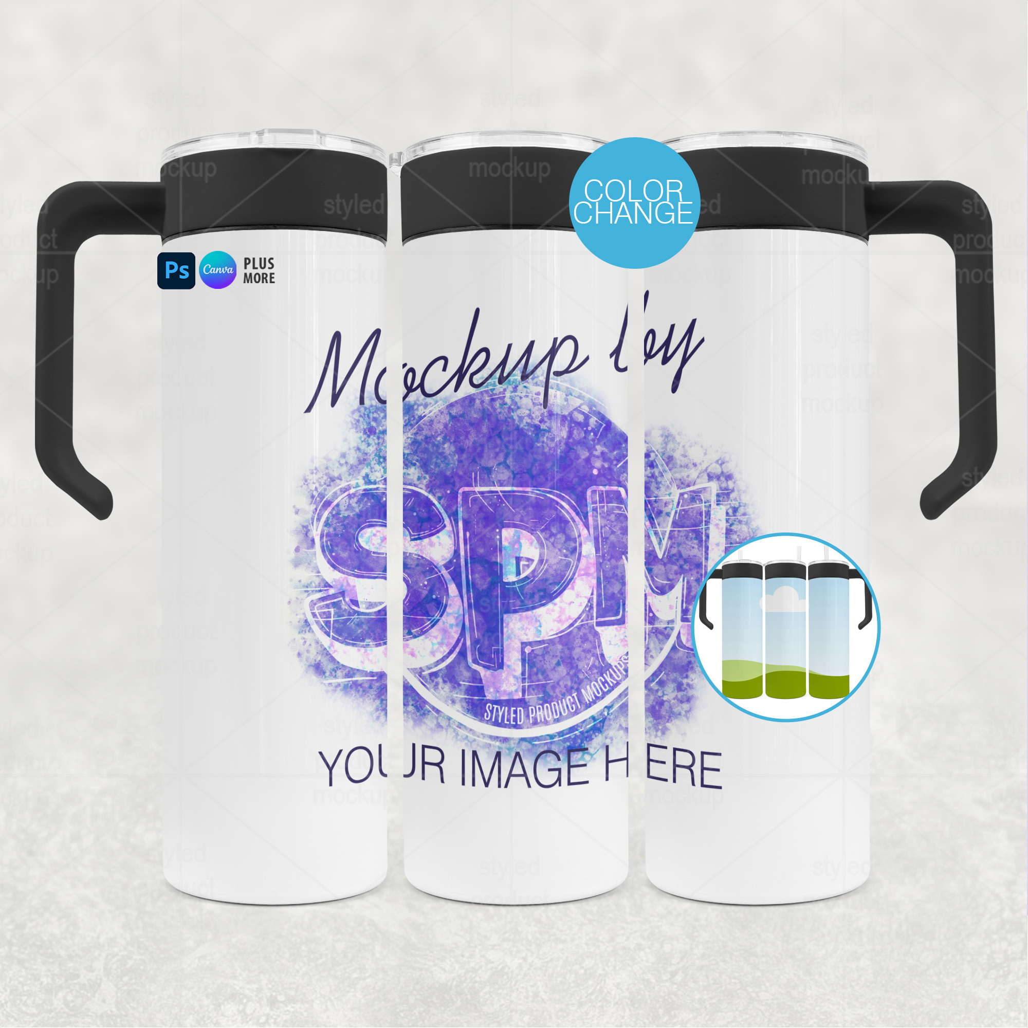 20oz Tumbler Mockup with Handle Lid