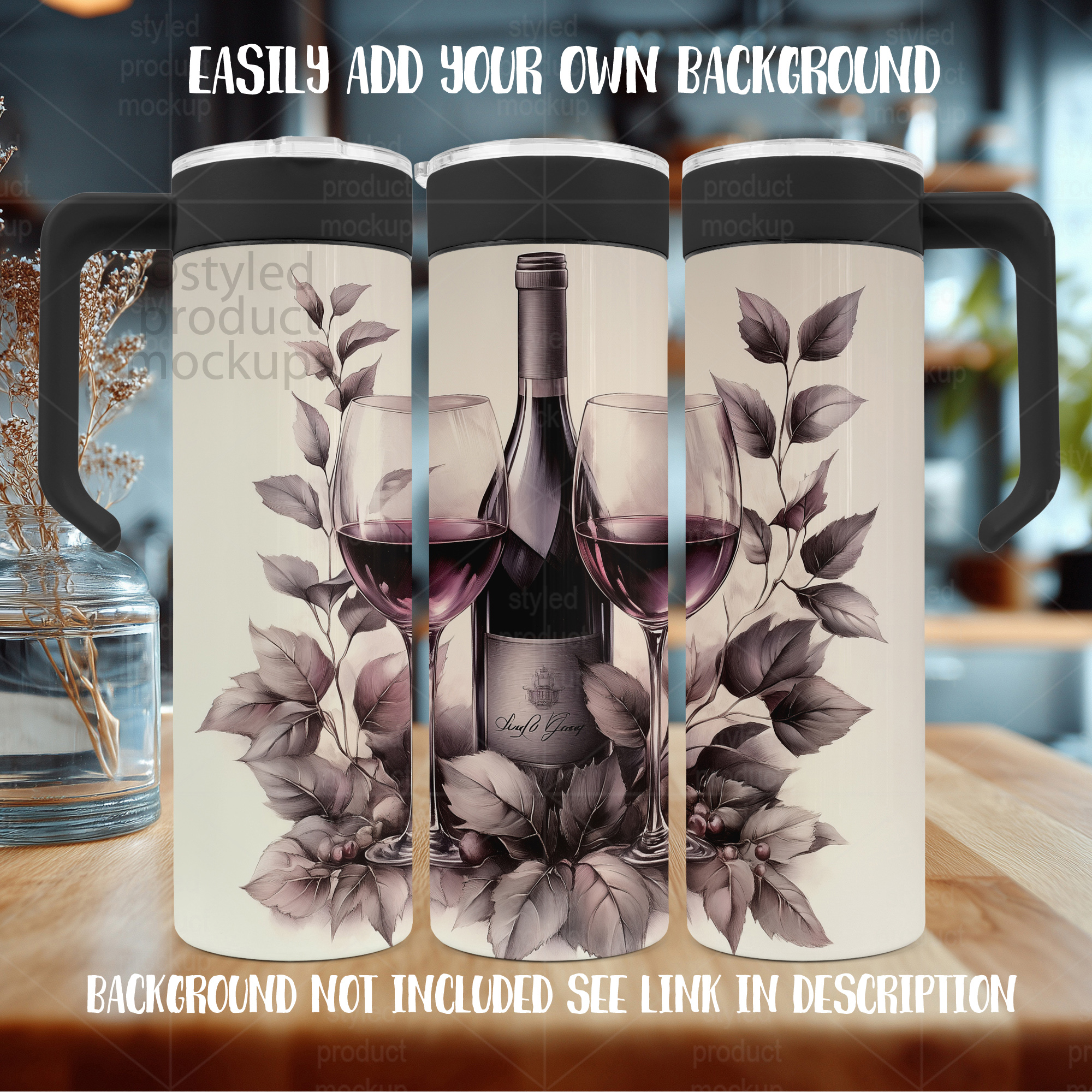20oz Tumbler Mockup with Handle Lid