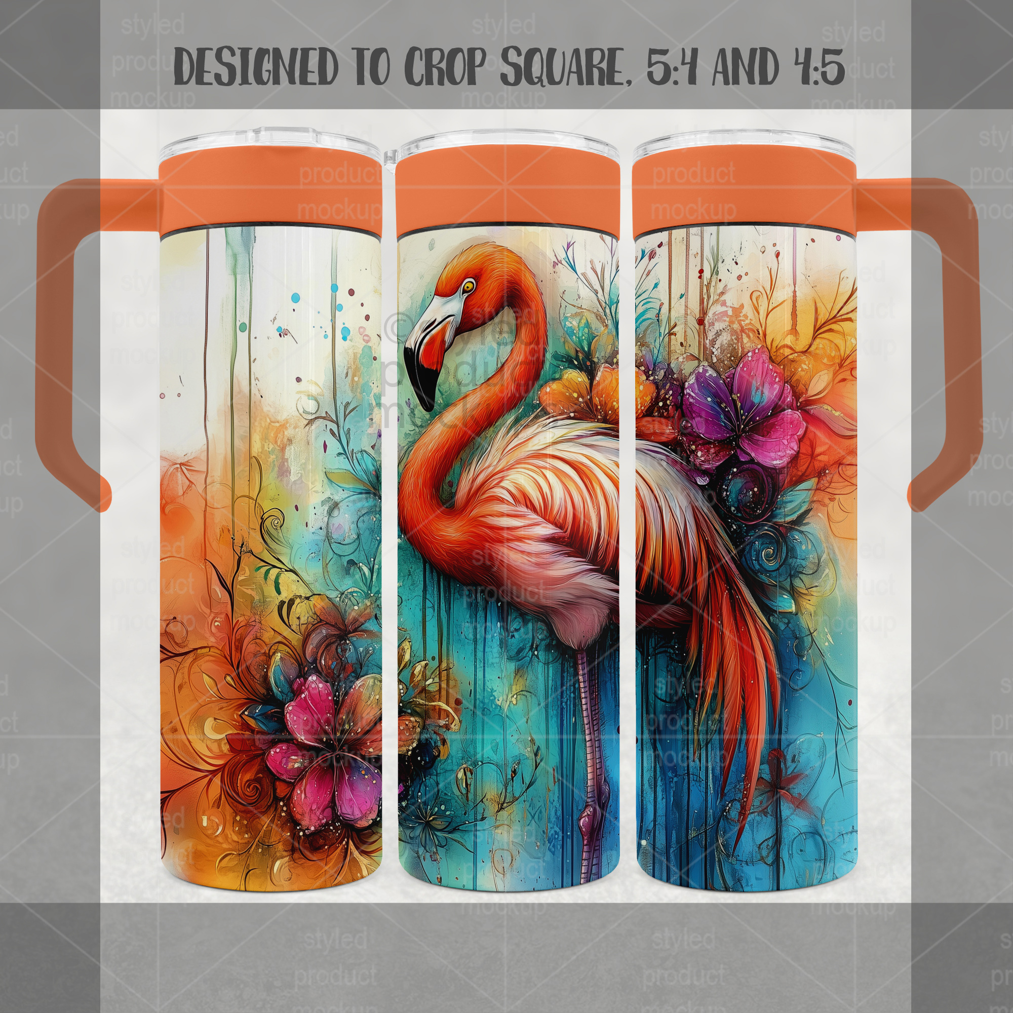 20oz Tumbler Mockup with Handle Lid