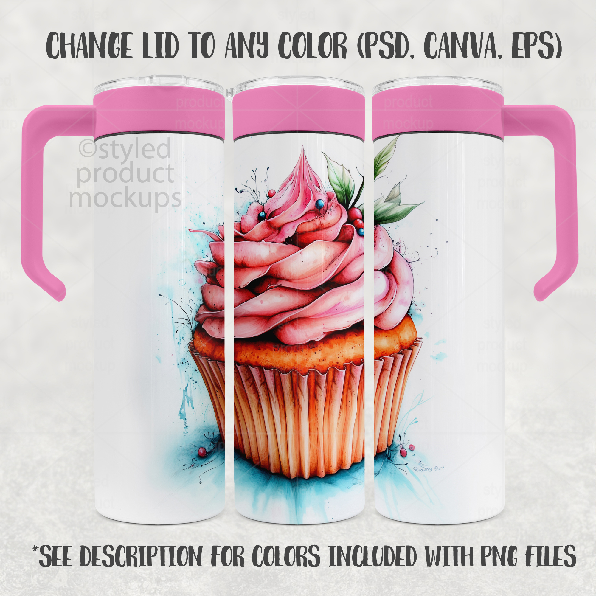 20oz Tumbler Mockup with Handle Lid