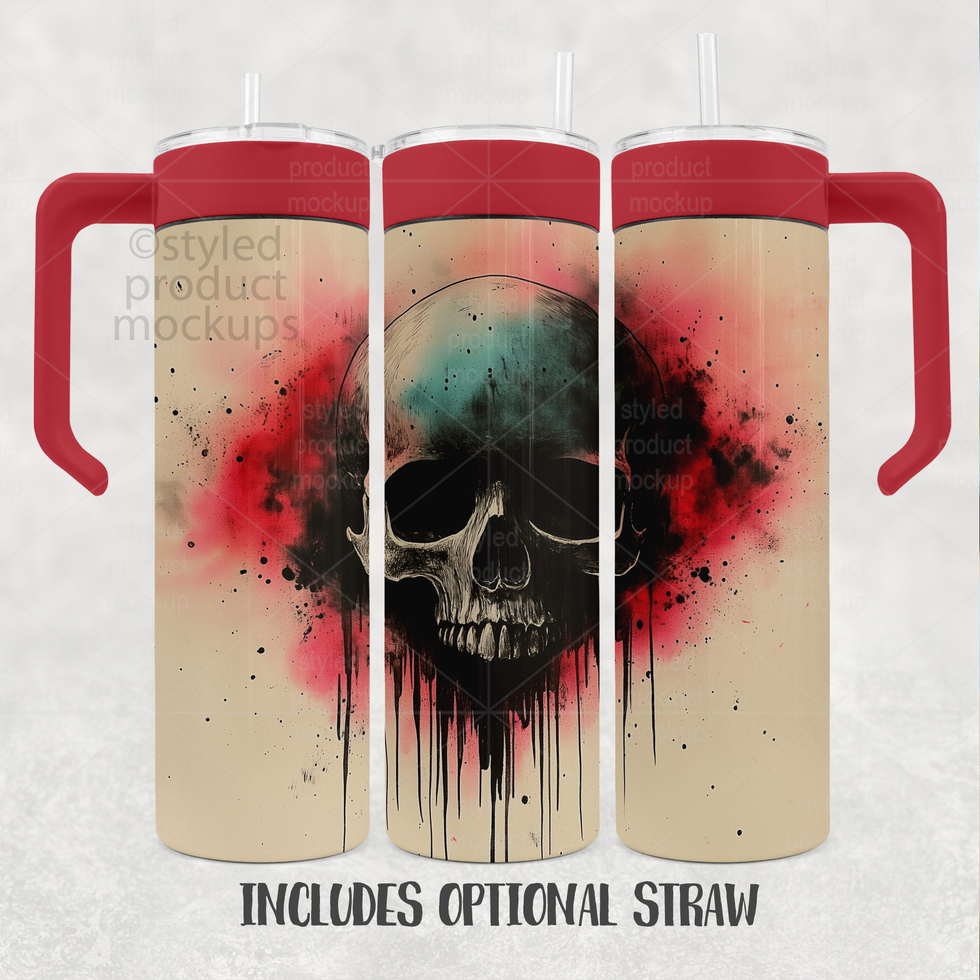 20oz Tumbler Mockup with Handle Lid