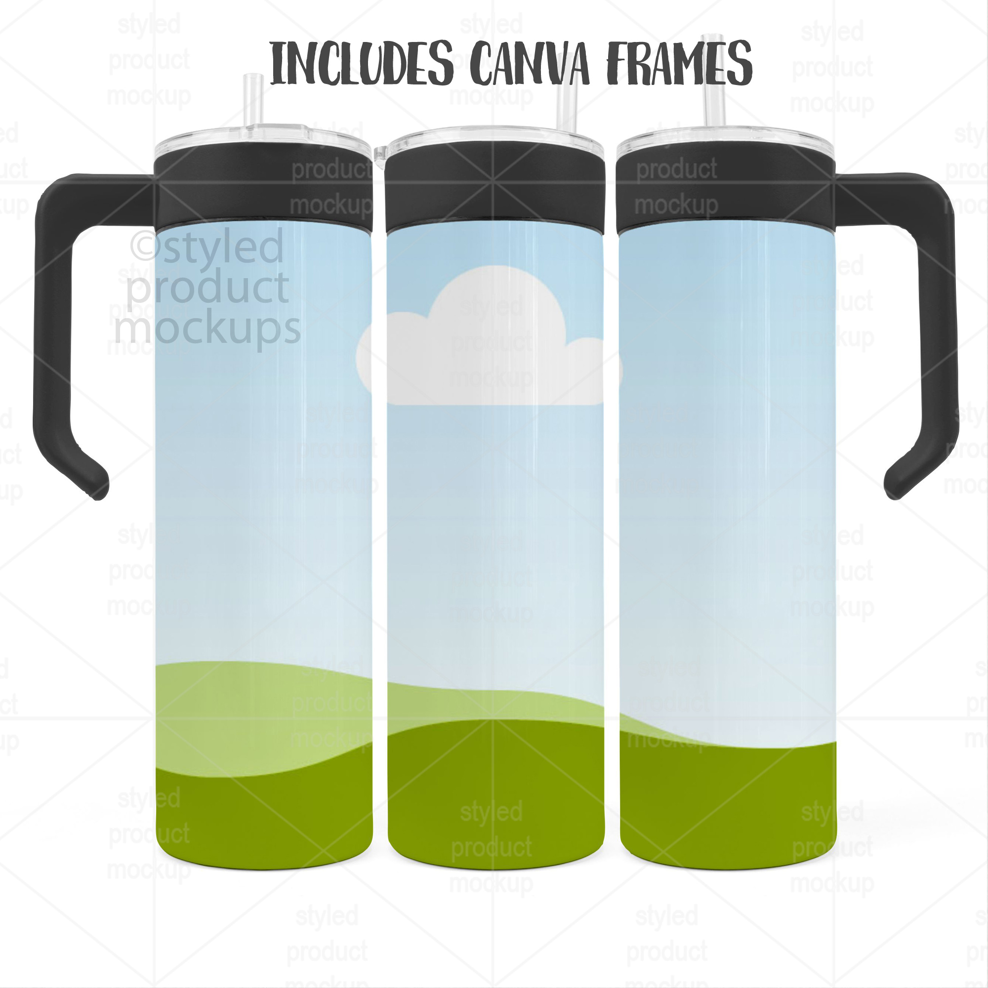 20oz Tumbler Mockup with Handle Lid
