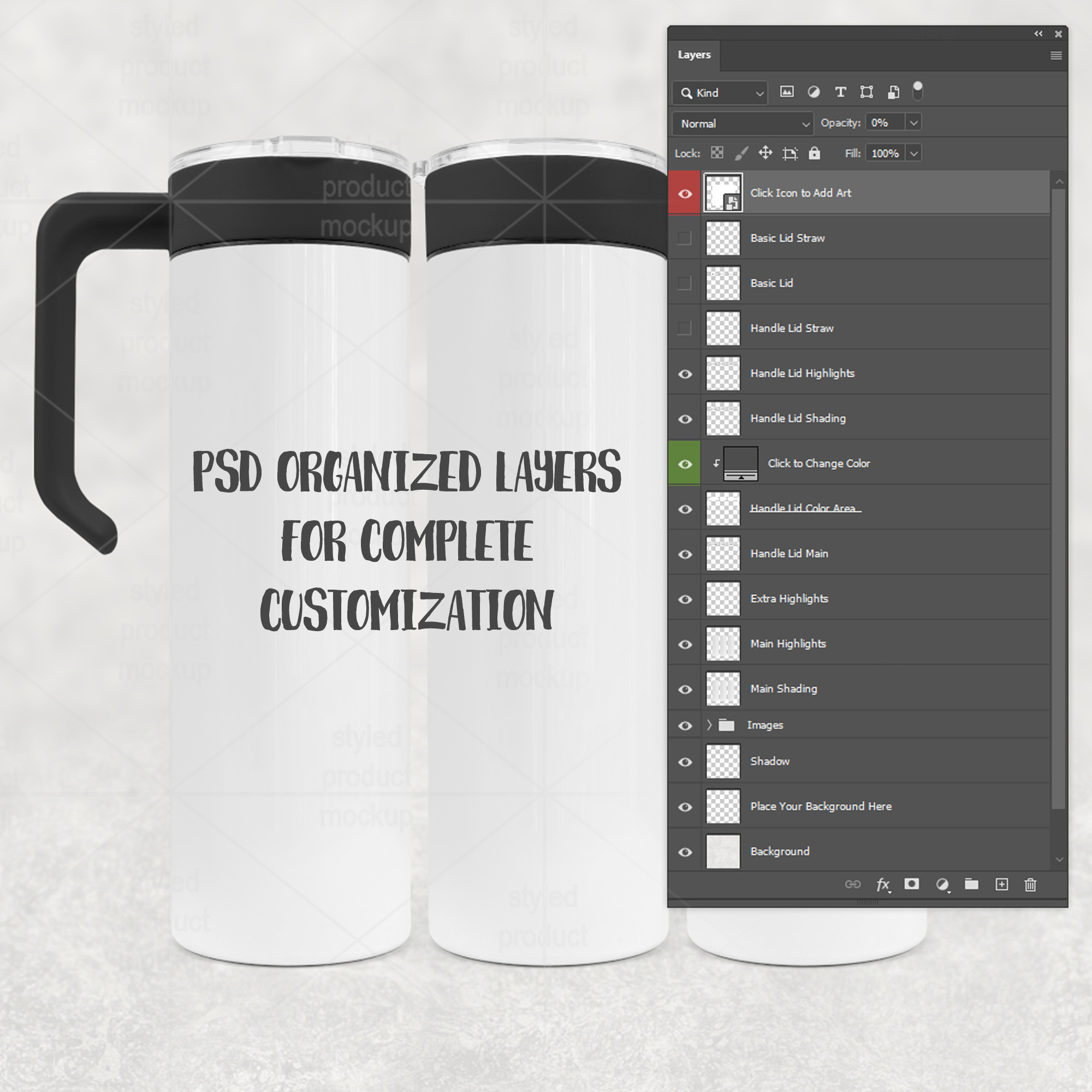 20oz Tumbler Mockup with Handle Lid