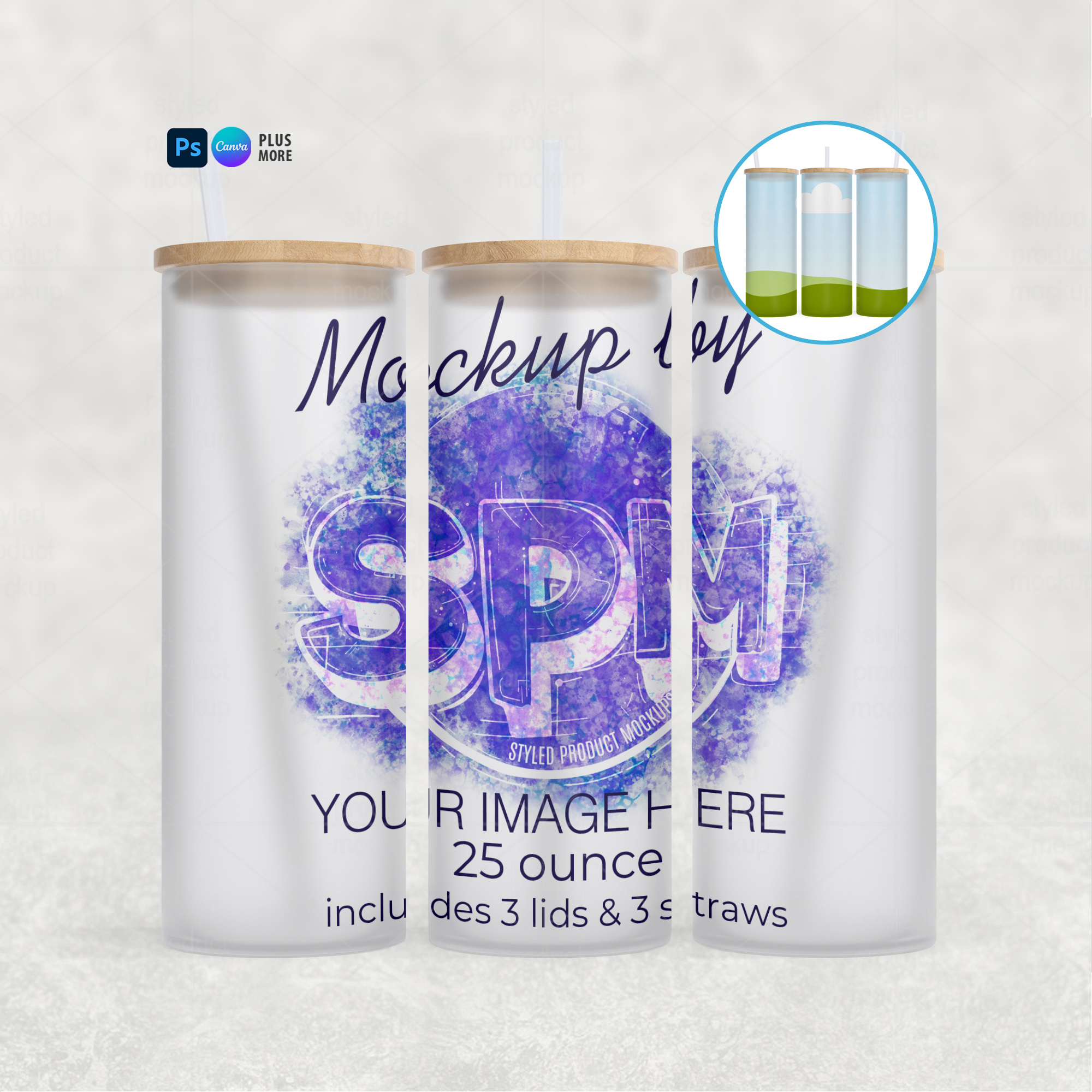 25oz Frosted Glass Tumbler Mockup