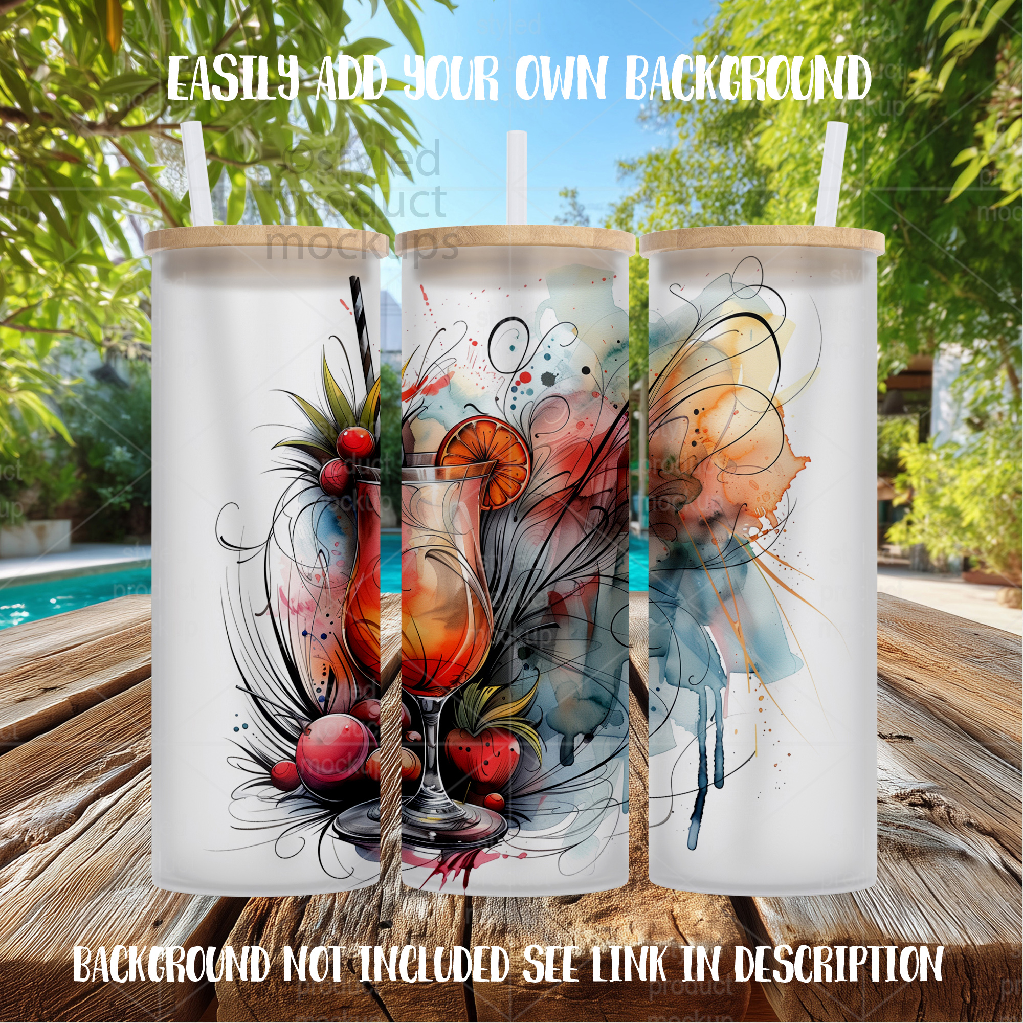 25oz Frosted Glass Tumbler Mockup