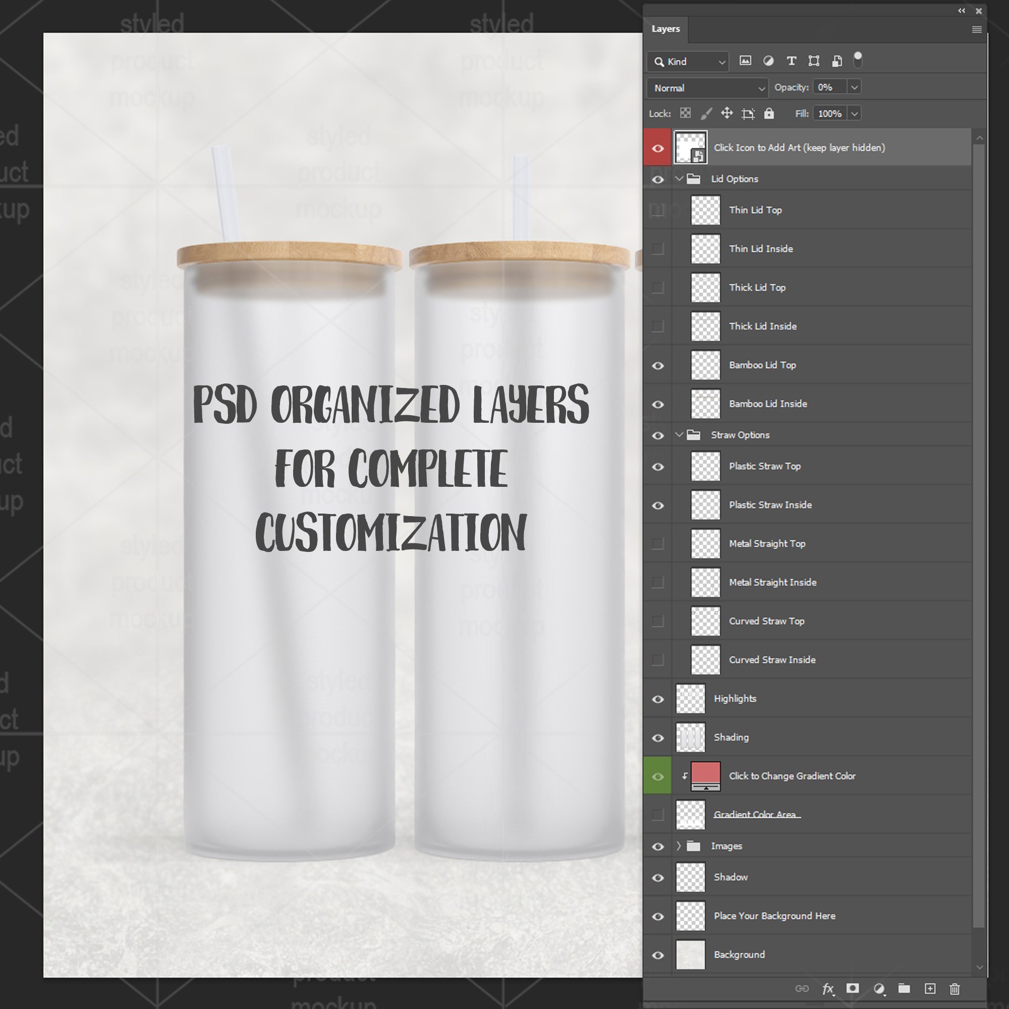 25oz Frosted Glass Tumbler Mockup