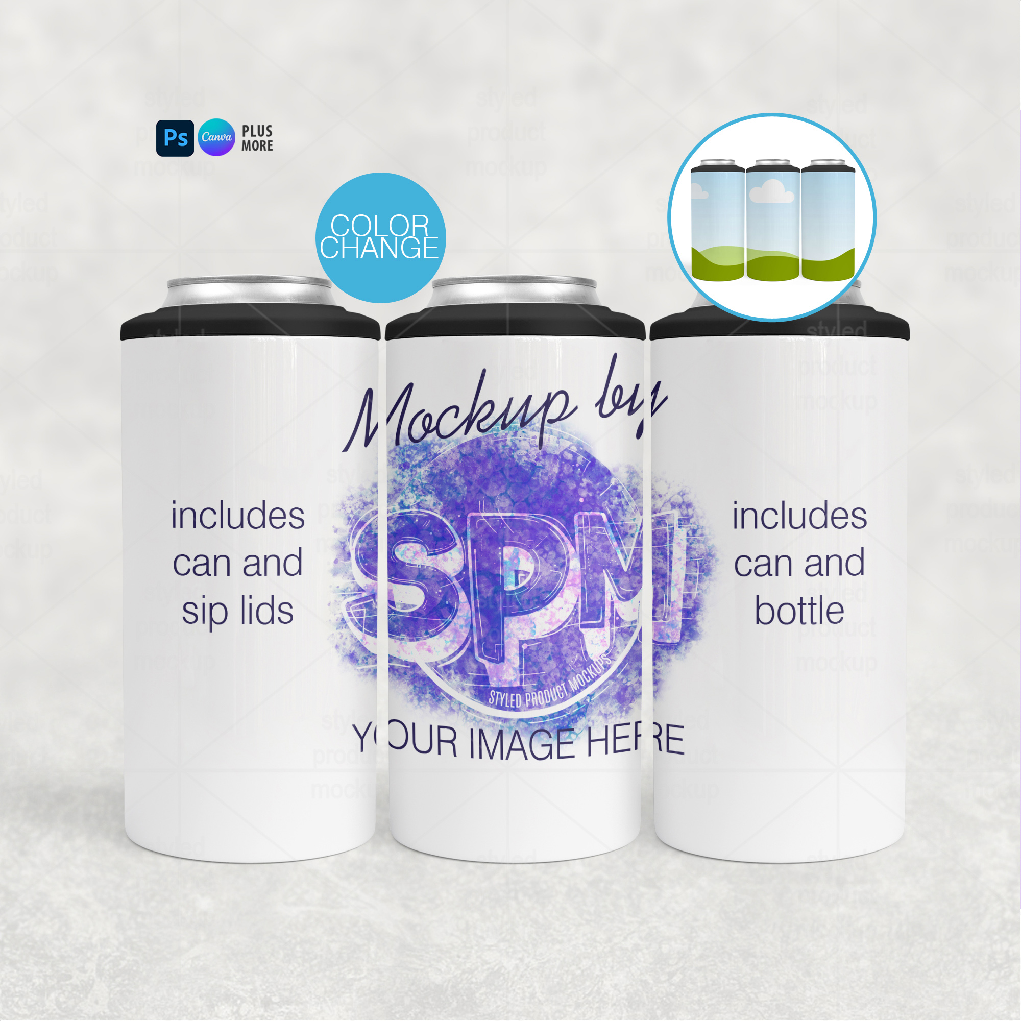 4-in-1 Can Cooler Mockup Full Wrap