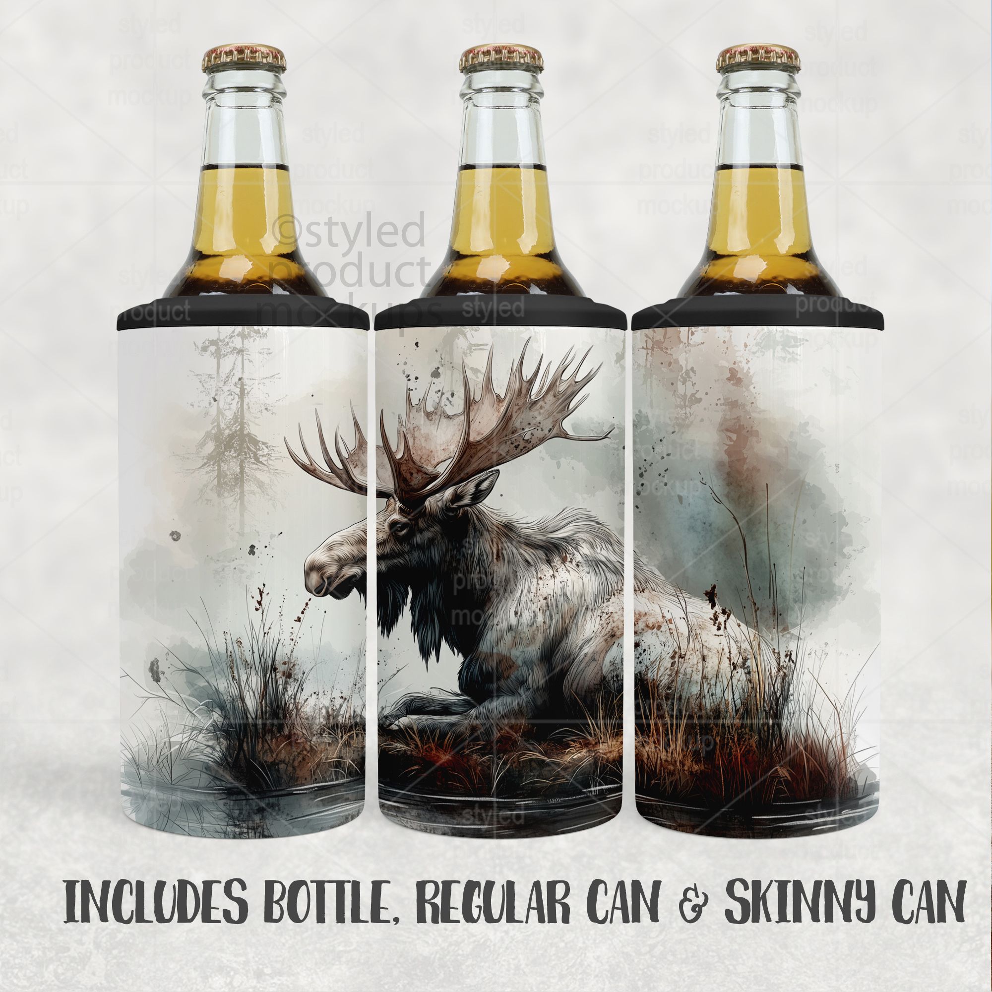 4-in-1 Can Cooler Mockup Full Wrap