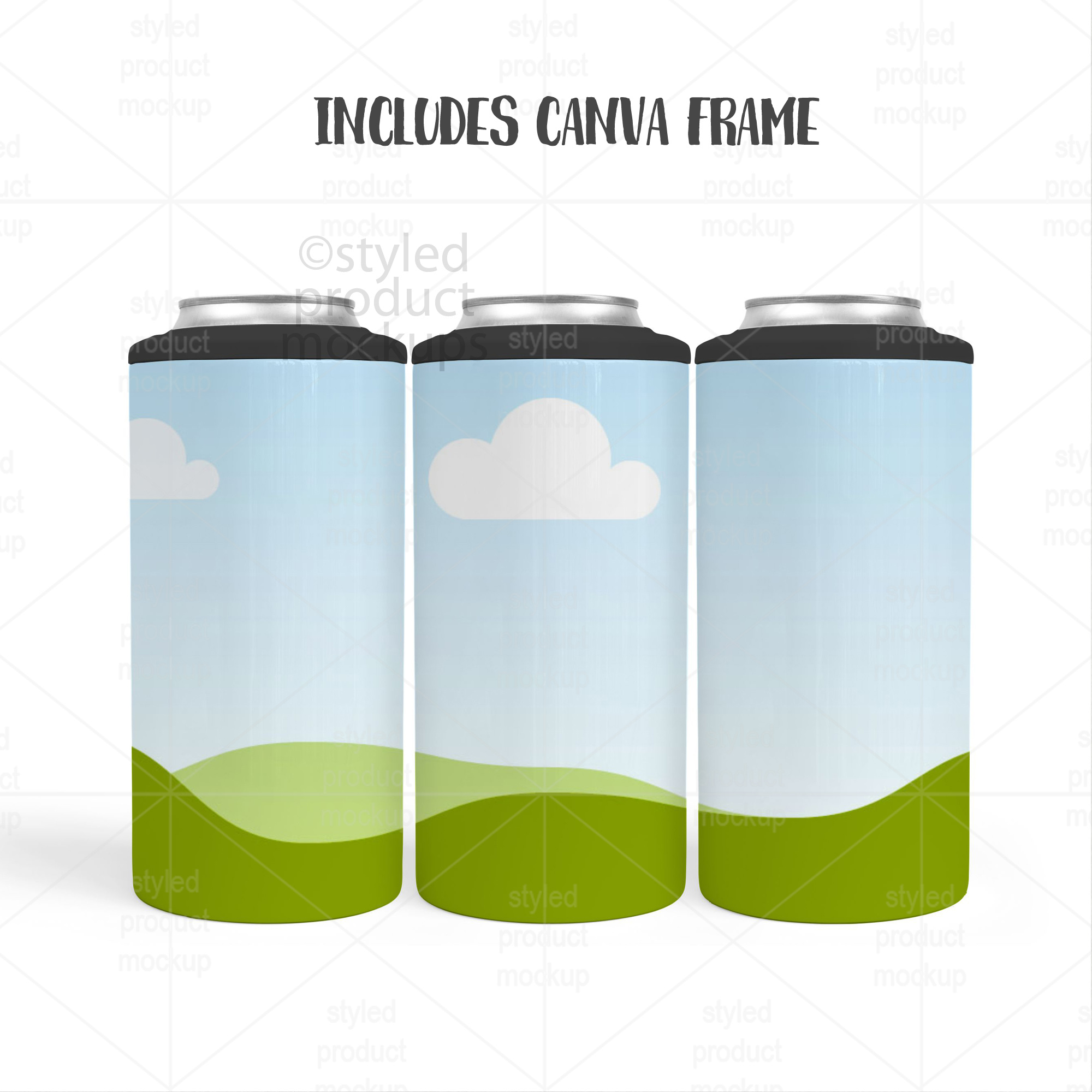 4-in-1 Can Cooler Mockup Full Wrap