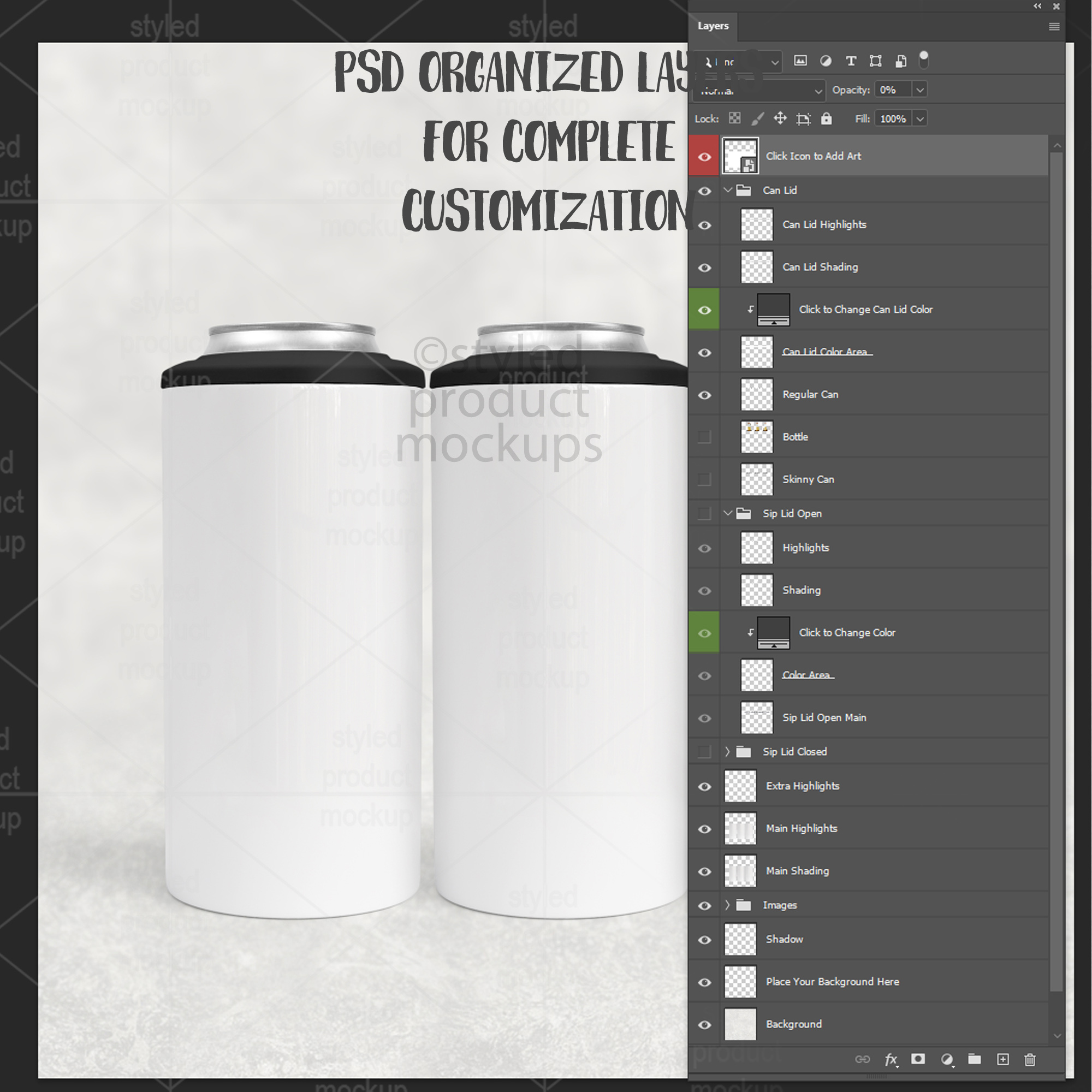 4-in-1 Can Cooler Mockup Full Wrap