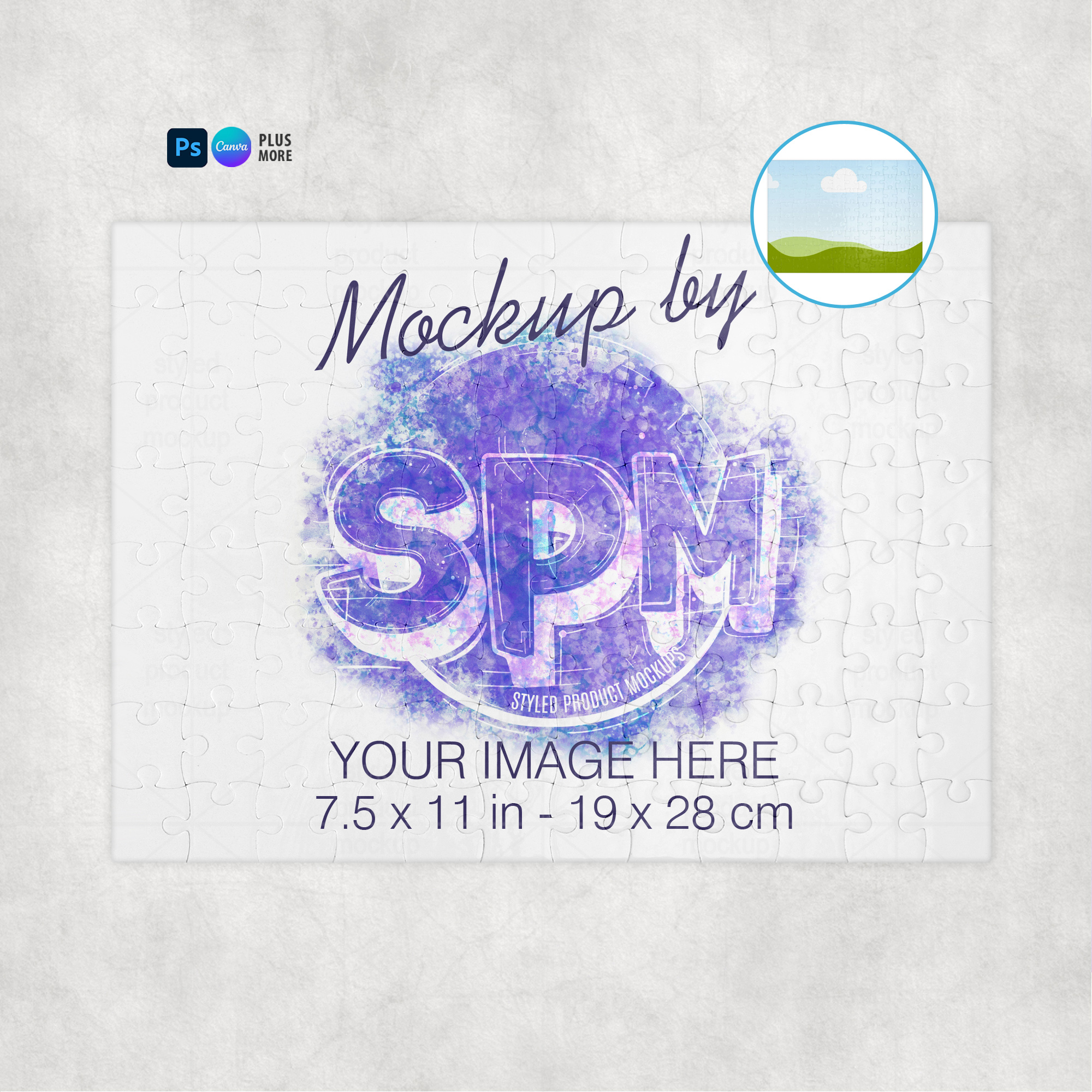 96 Piece Jigsaw Puzzle Mockup Horizontal