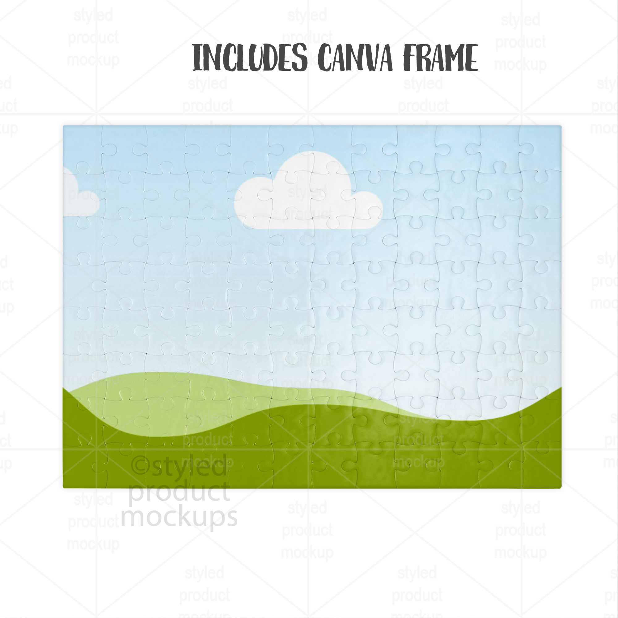 96 Piece Jigsaw Puzzle Mockup Horizontal