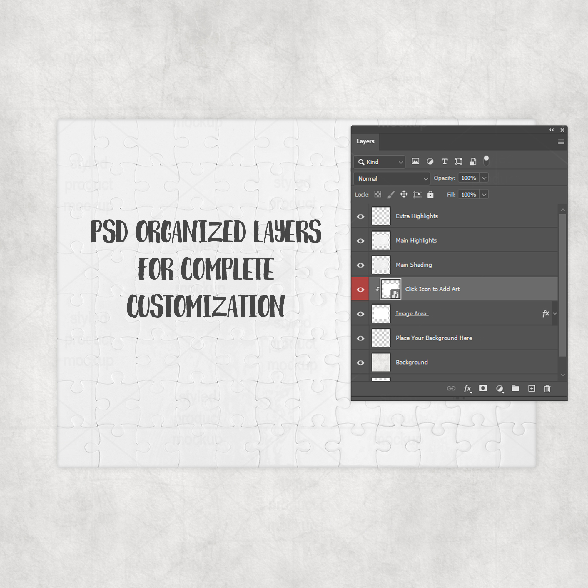 96 Piece Jigsaw Puzzle Mockup Horizontal