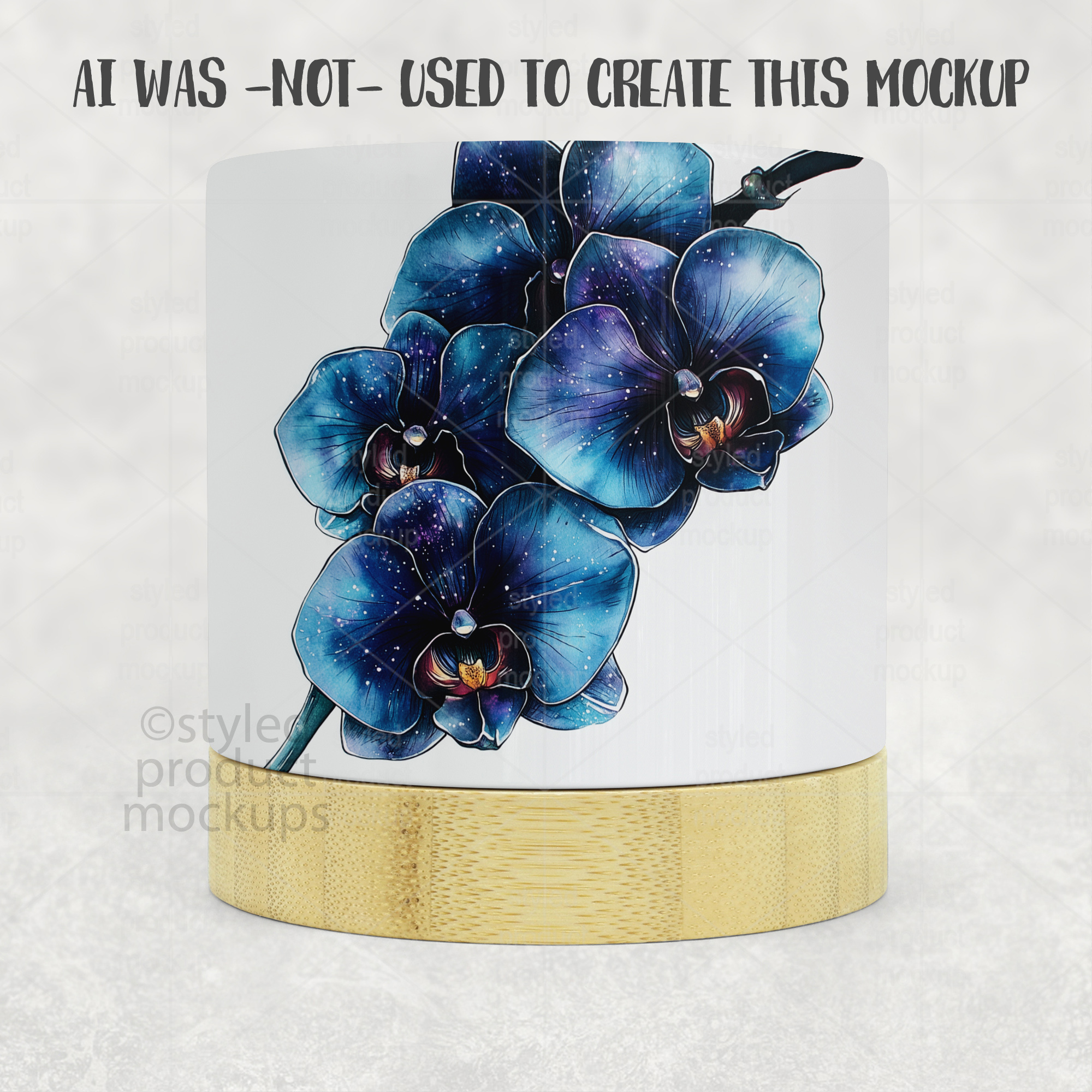 Ceramic Planter Mockup with Bamboo Base